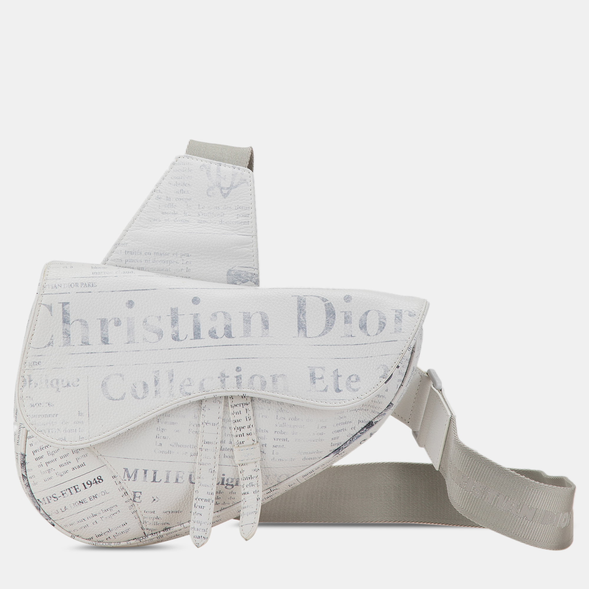 

Dior Daniel Arsham Newspaper Print Saddle Bag, White