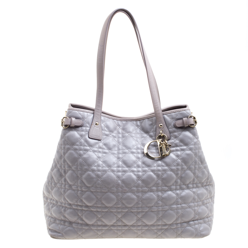 Pre Owned Dior Grey Coated Canvas Medium Panarea Shopper Tote