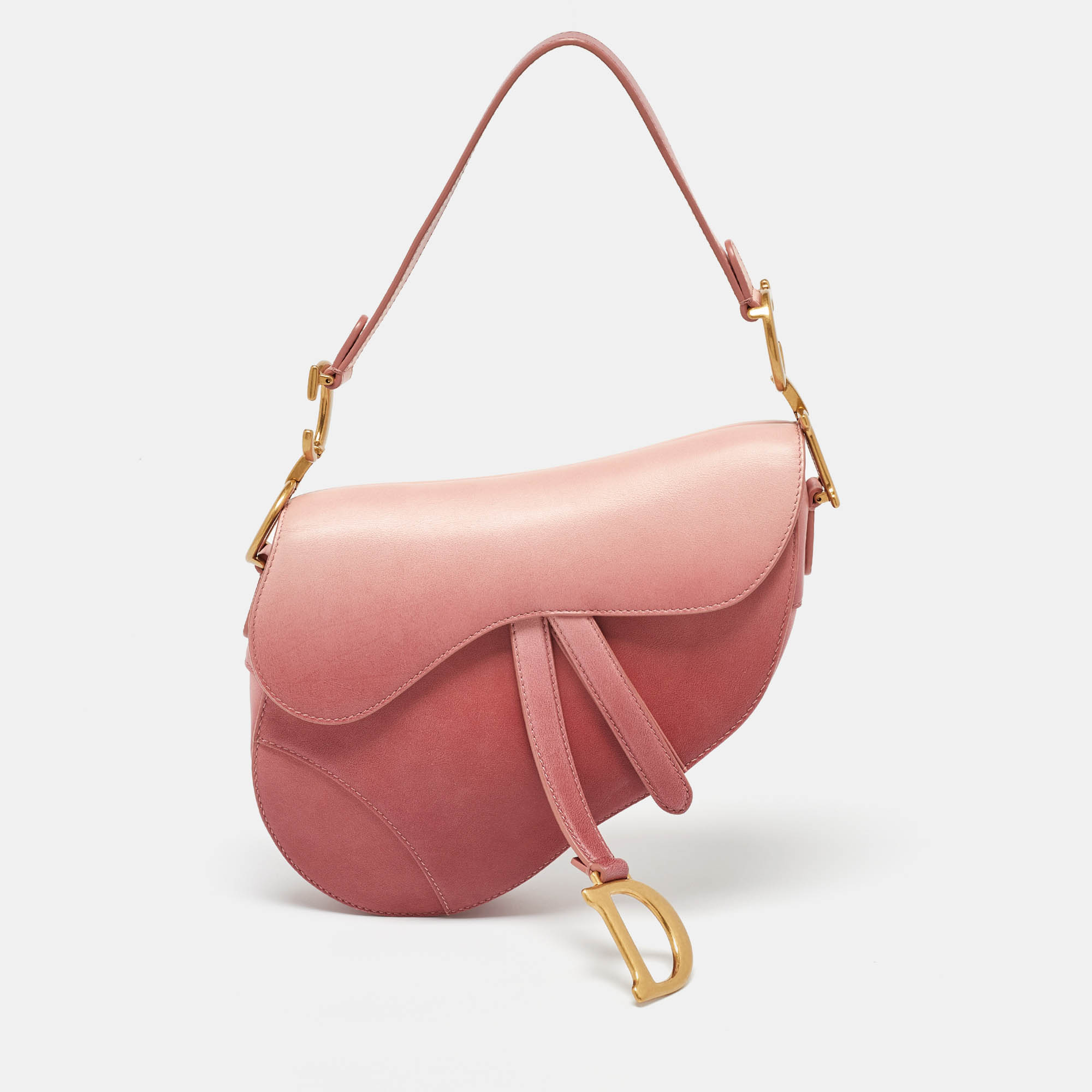 

Dior Two-Tone Peach Leather Saddle Shoulder Bag, Orange