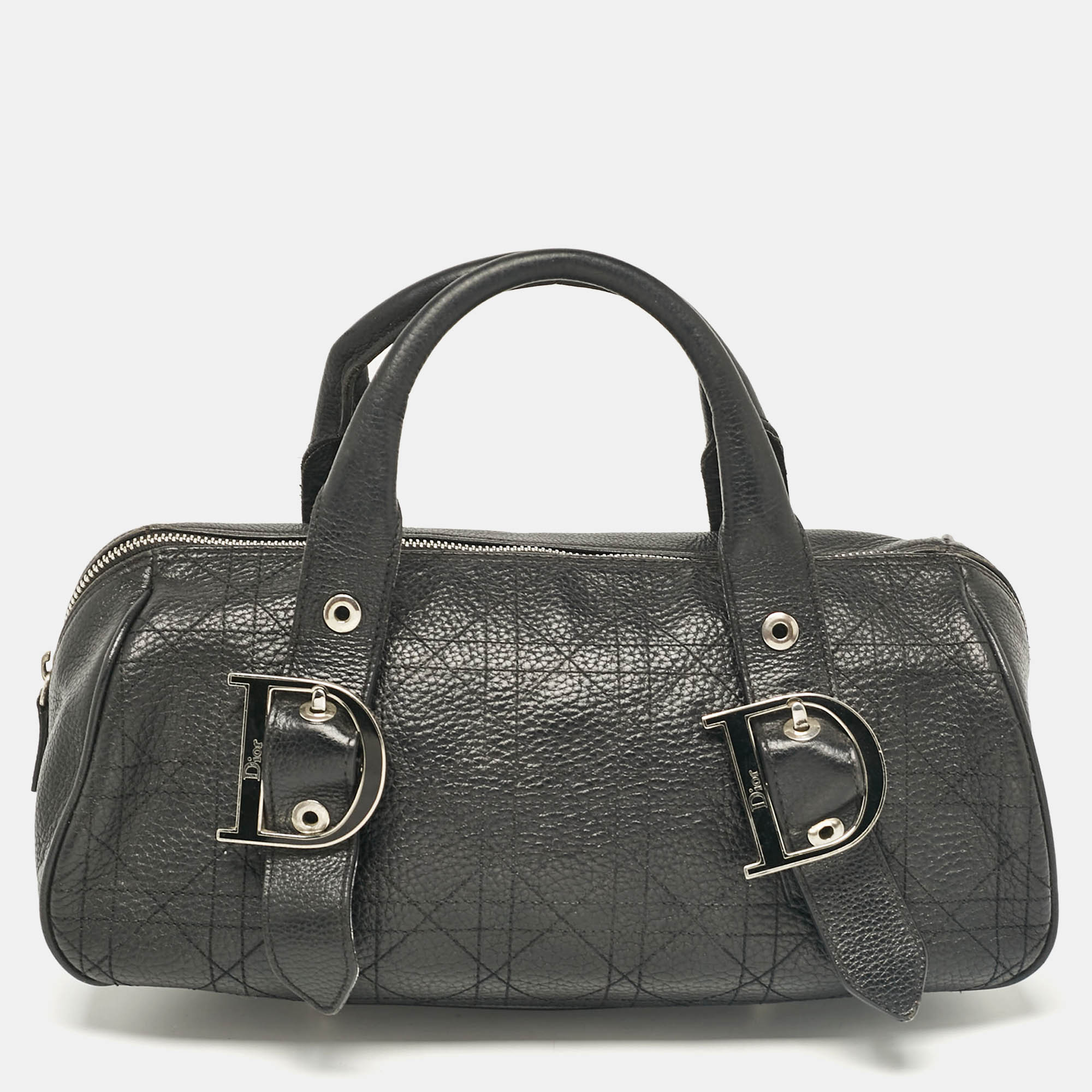 

Dior Black Cannage Leather D Buckle Satchel