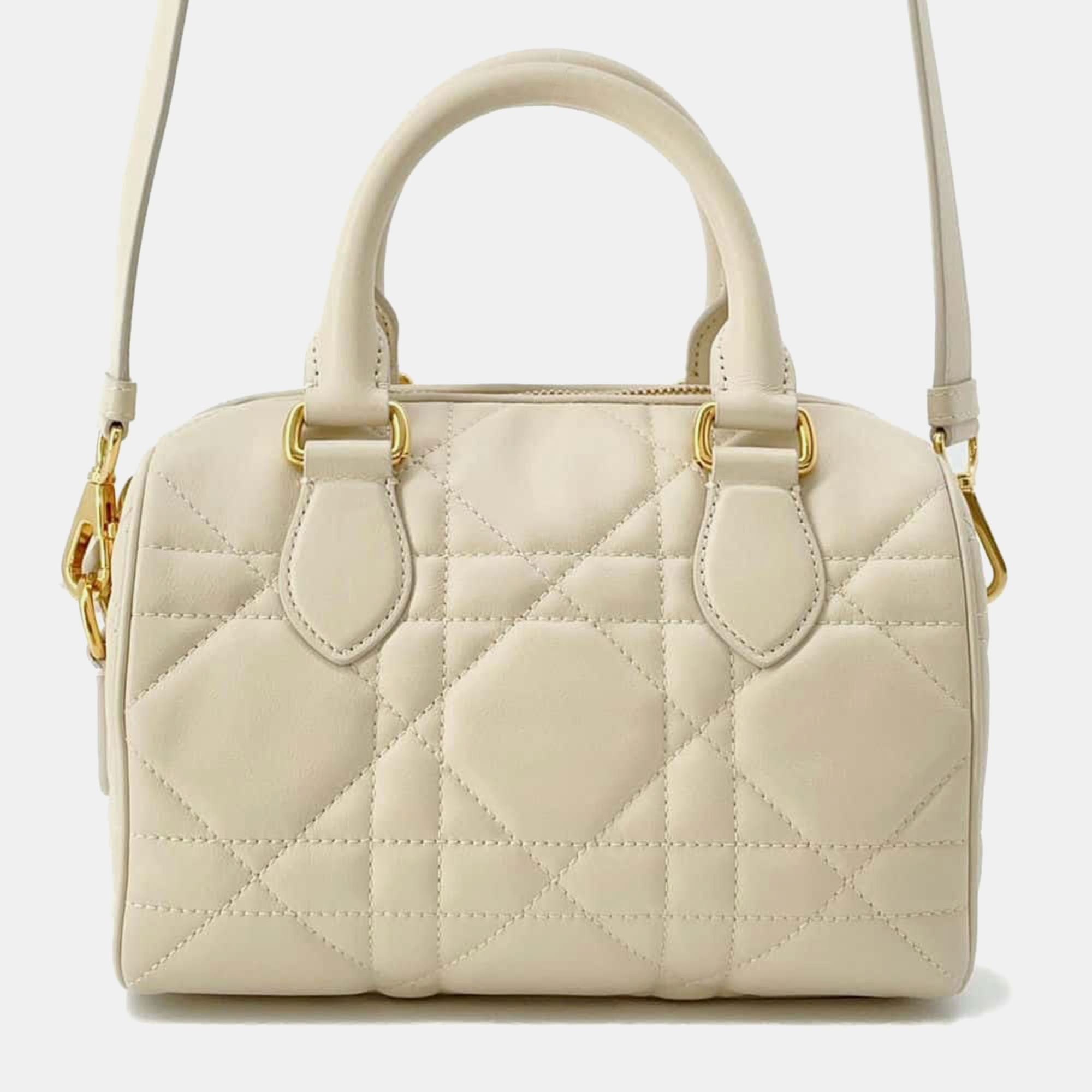 

Dior Dusty Ivory Calf Leather Macrocannage Groove 20 Handbag Small, Beige