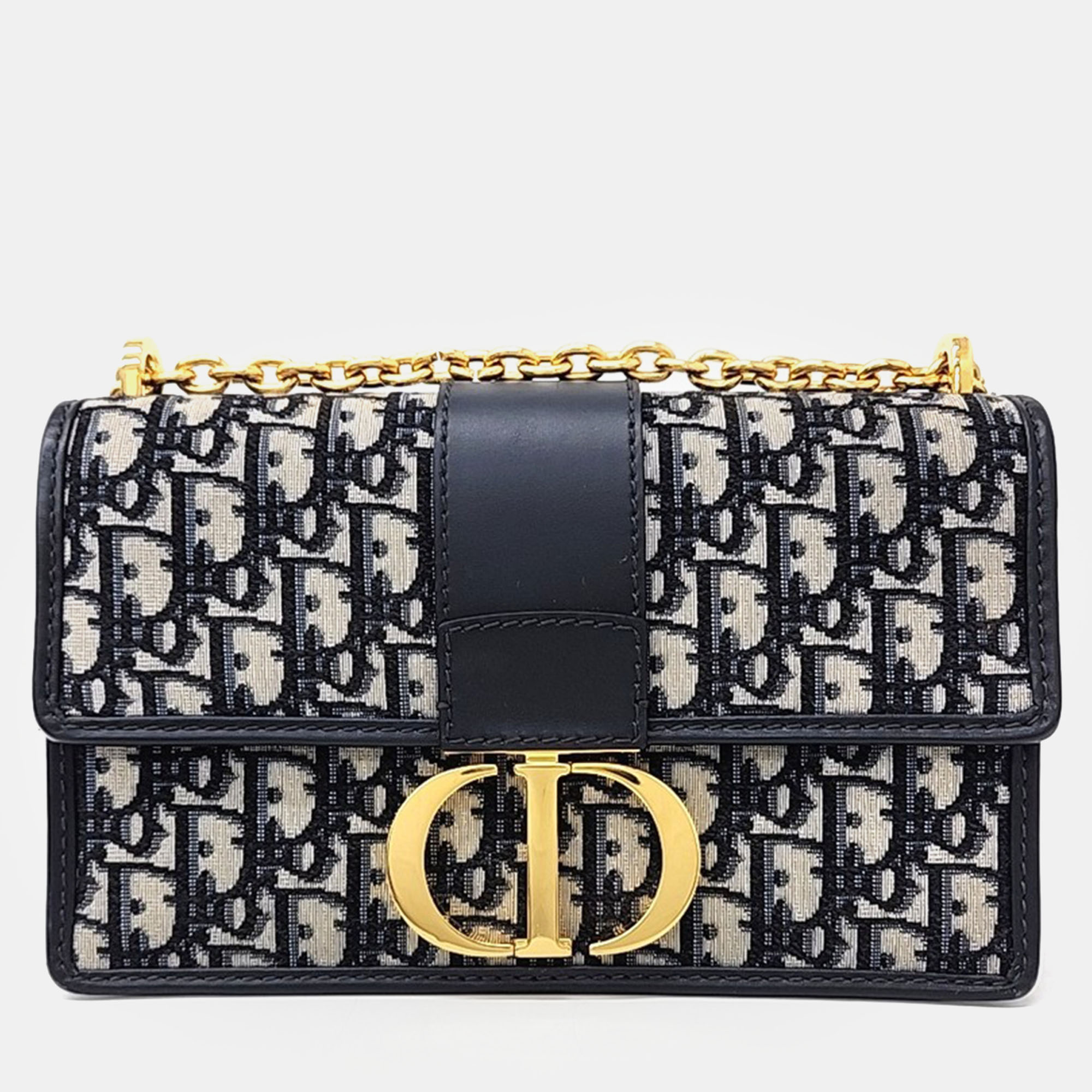 Pre-owned Dior Christian  Oblique 30 Chain Montaine Bag In Navy Blue