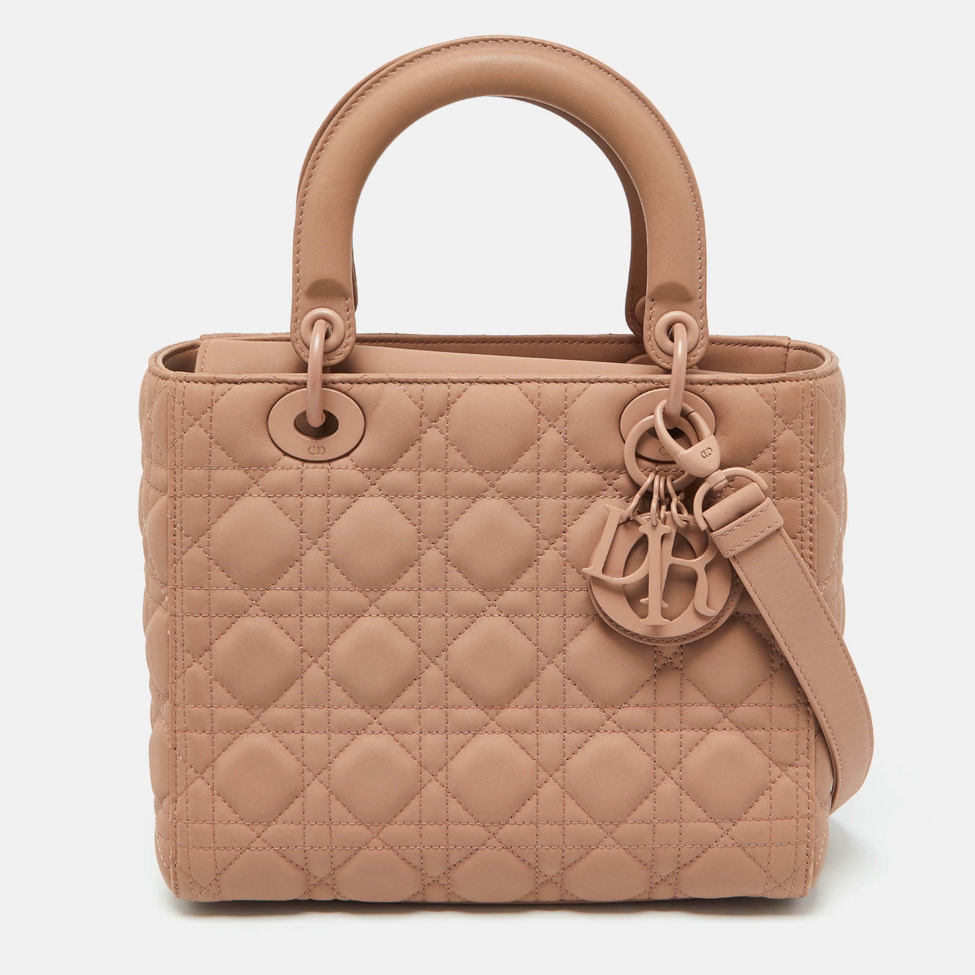 

Dior Nude Ultra Matte Cannage Quilted Leather  Lady Dior Tote, Beige