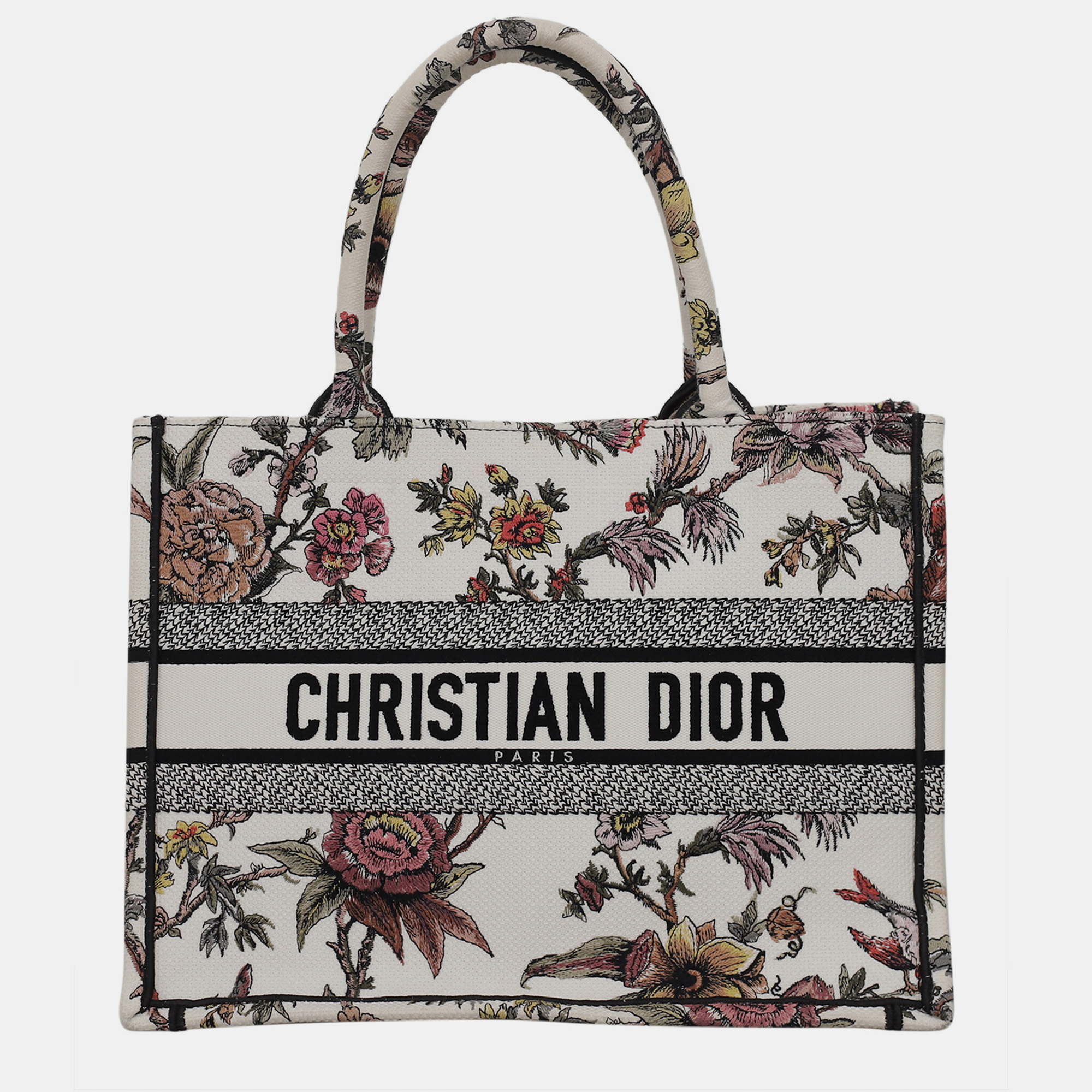 

Christian Dior White/ Multicolor Floral Book Tote bag