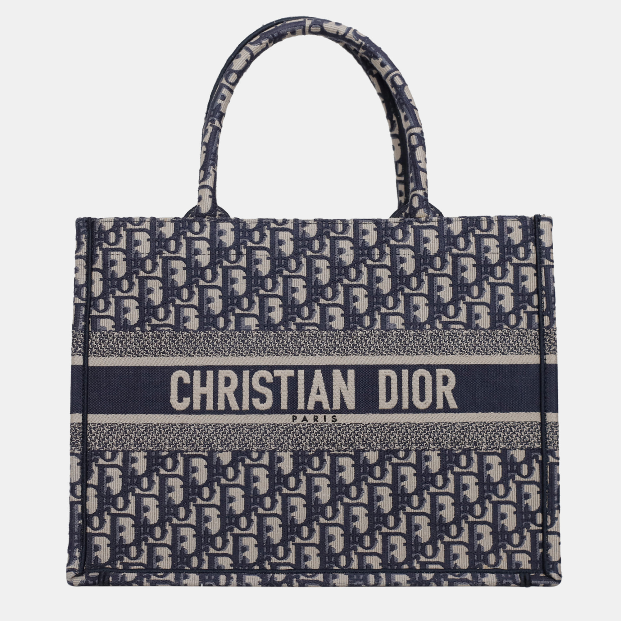 

Christian Dior Navy Blue/ Off White Medium Oblique Book Tote Bag