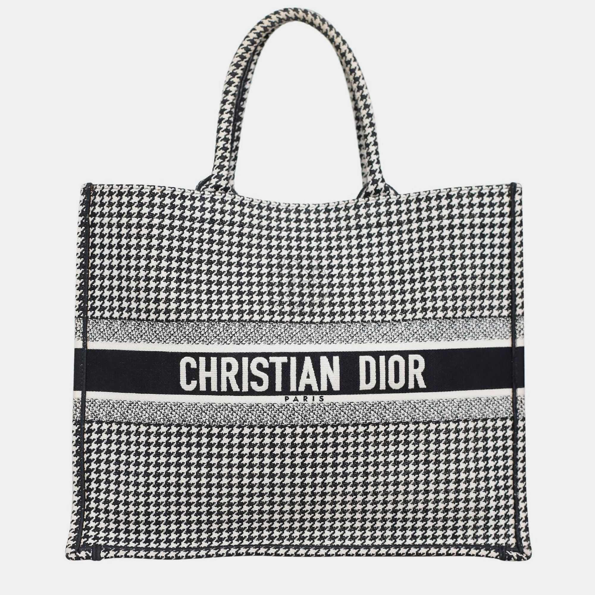 

Christian Dior Black/ White Houndstooth Large Book Tote Bag