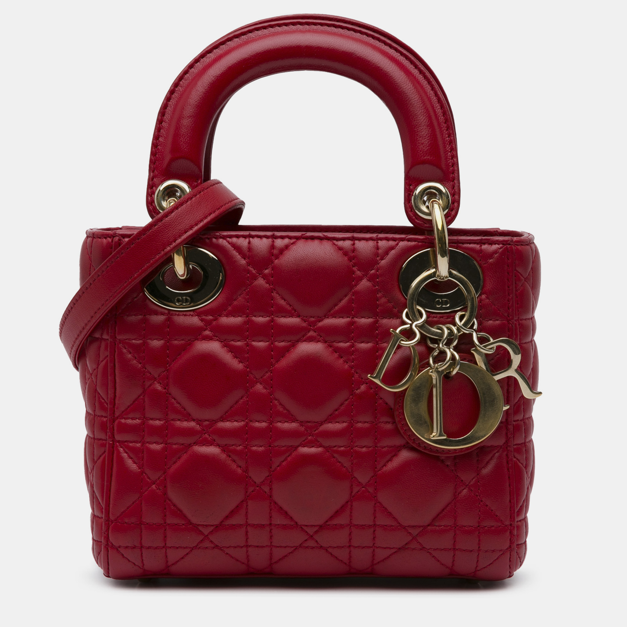 

Dior Mini Lambskin Cannage Lady Dior, Red