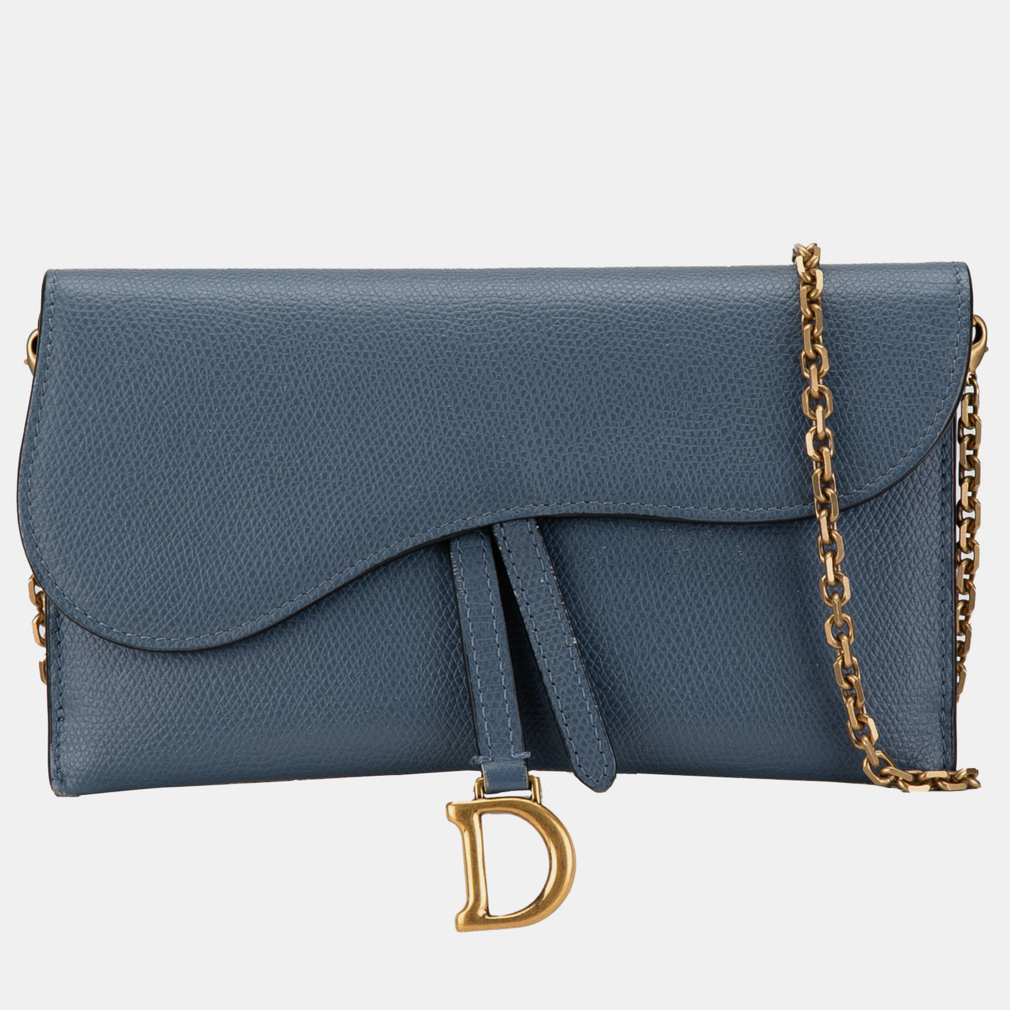 

Dior Leather Saddle Wallet On Chain, Blue