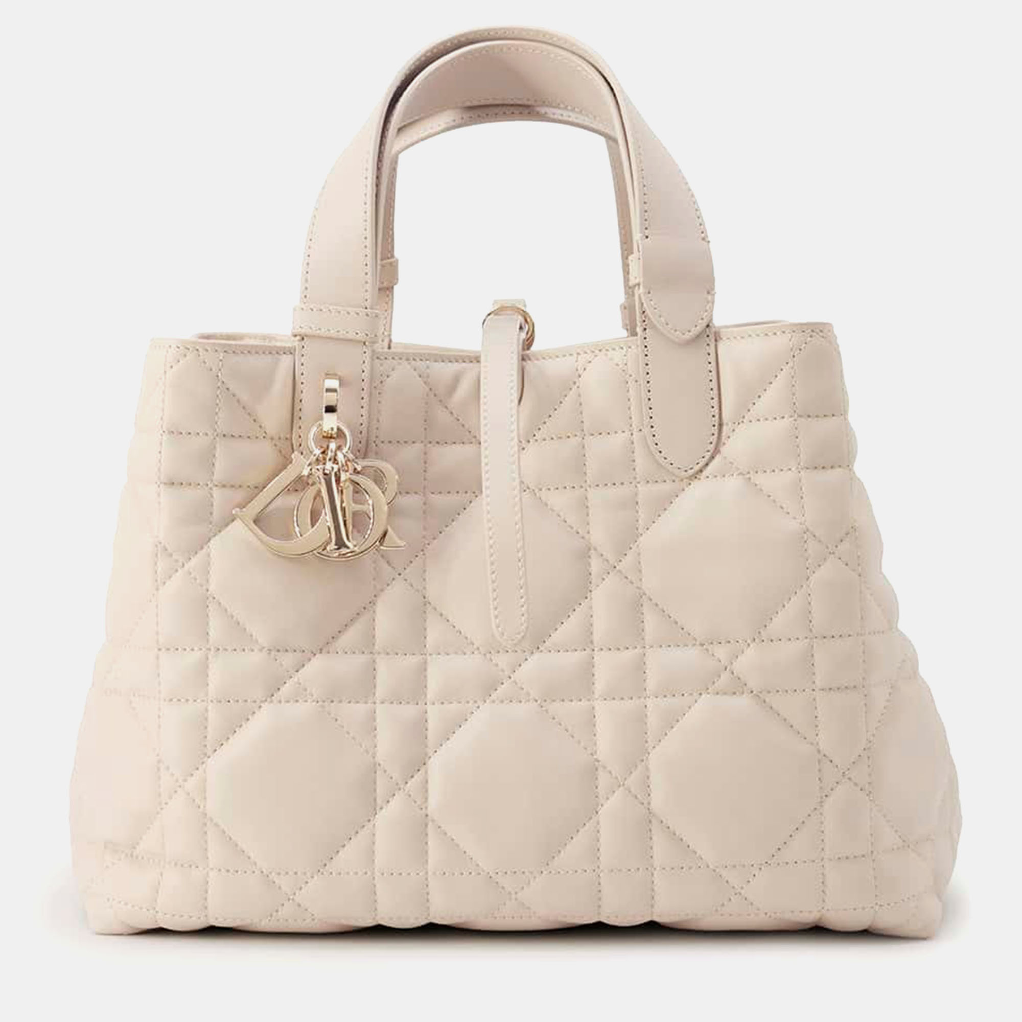 Pre-owned Dior Beige Calf Leather Tujules Macro Cannage Medium Bag