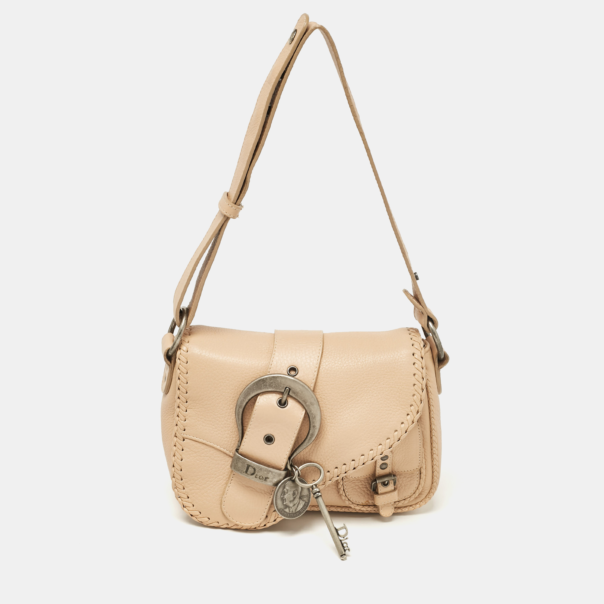 Pre-owned Dior Beige Leather Mini Gaucho Crossbody Bag