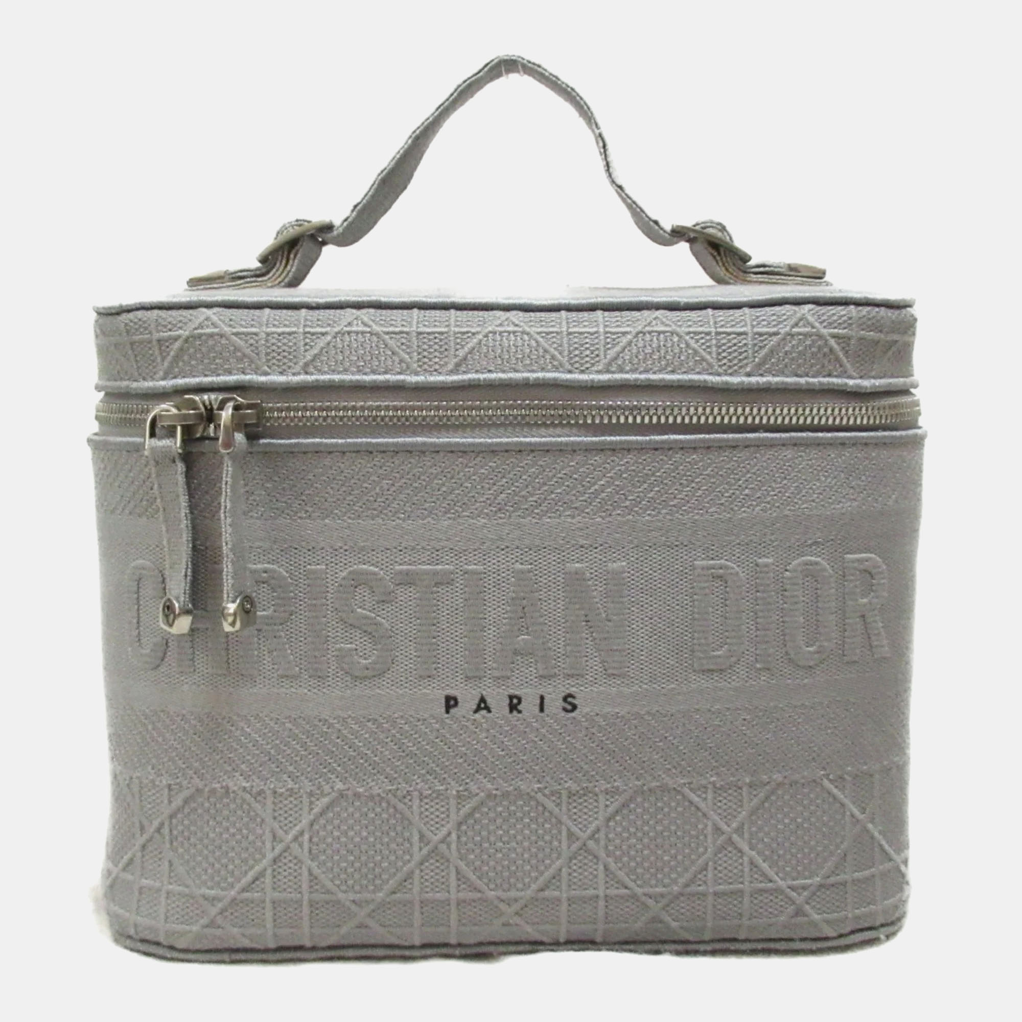 

Dior Grey Cannage Embroidery Canvas Dior Travel Vanity Case Bag