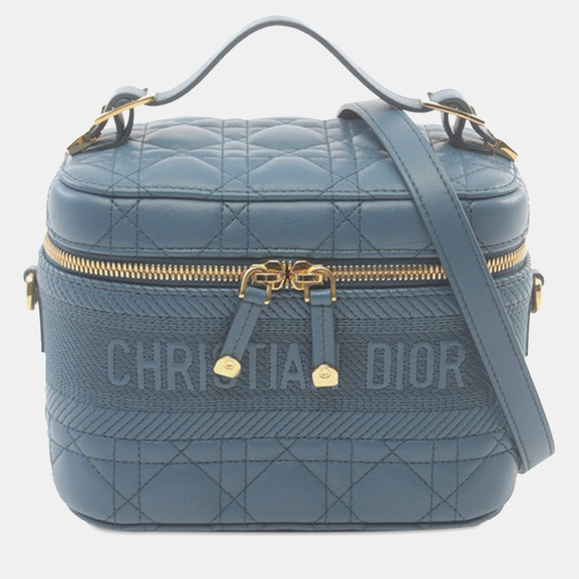 Pre-owned Dior Travel Vanity Case In Blue