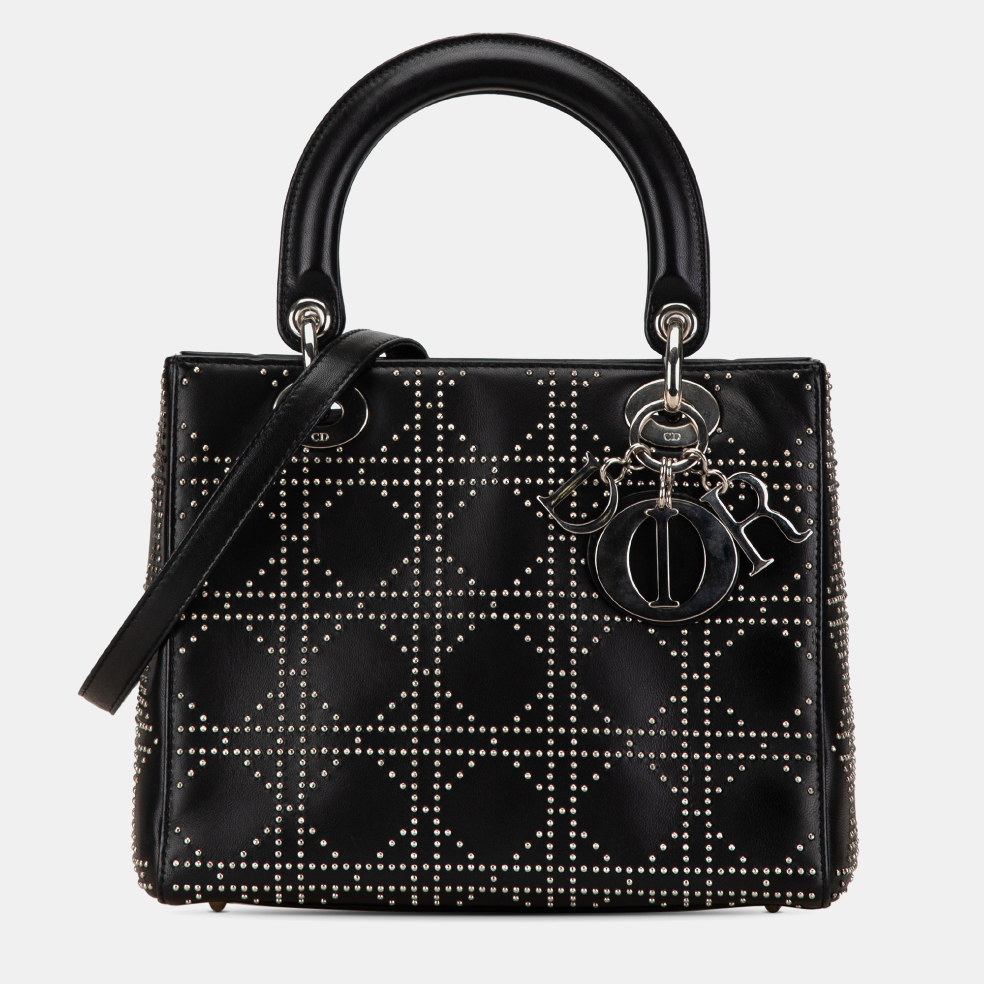 

Dior Black Medium Studded Lambskin Cannage Lady Dior