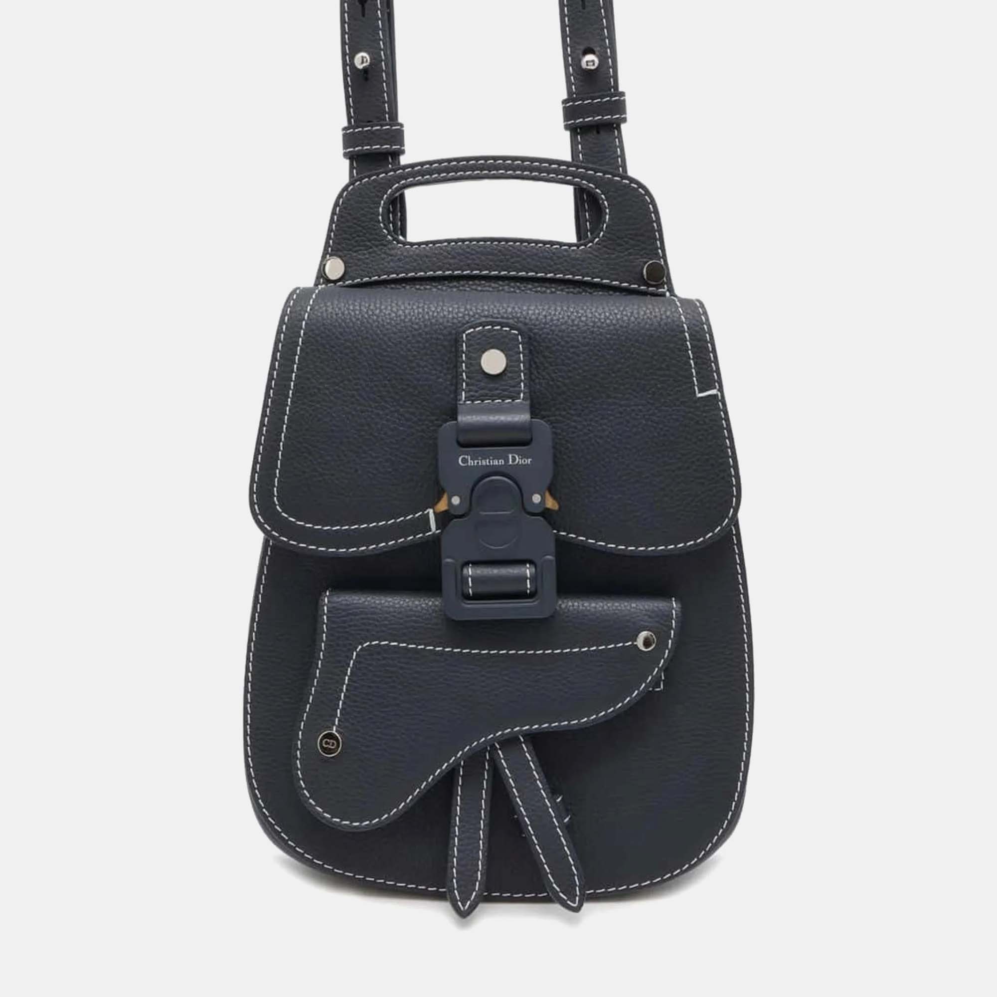 Pre-owned Dior Navy Blue Backpack Saddle Gallop Backpack