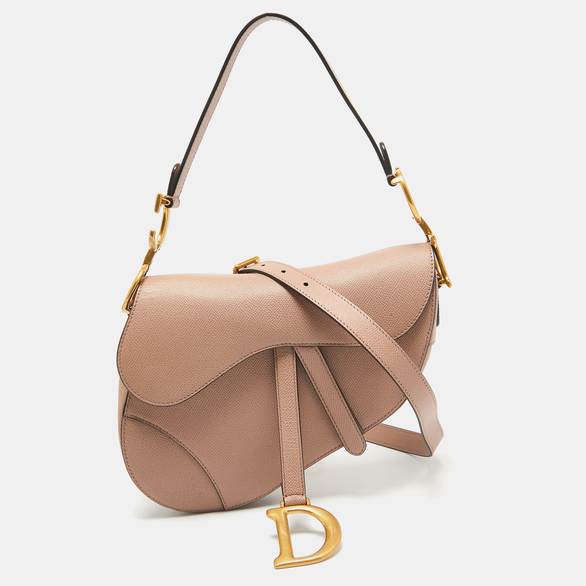 

Dior Old Rose Leather Saddle Shoulder Bag, Pink