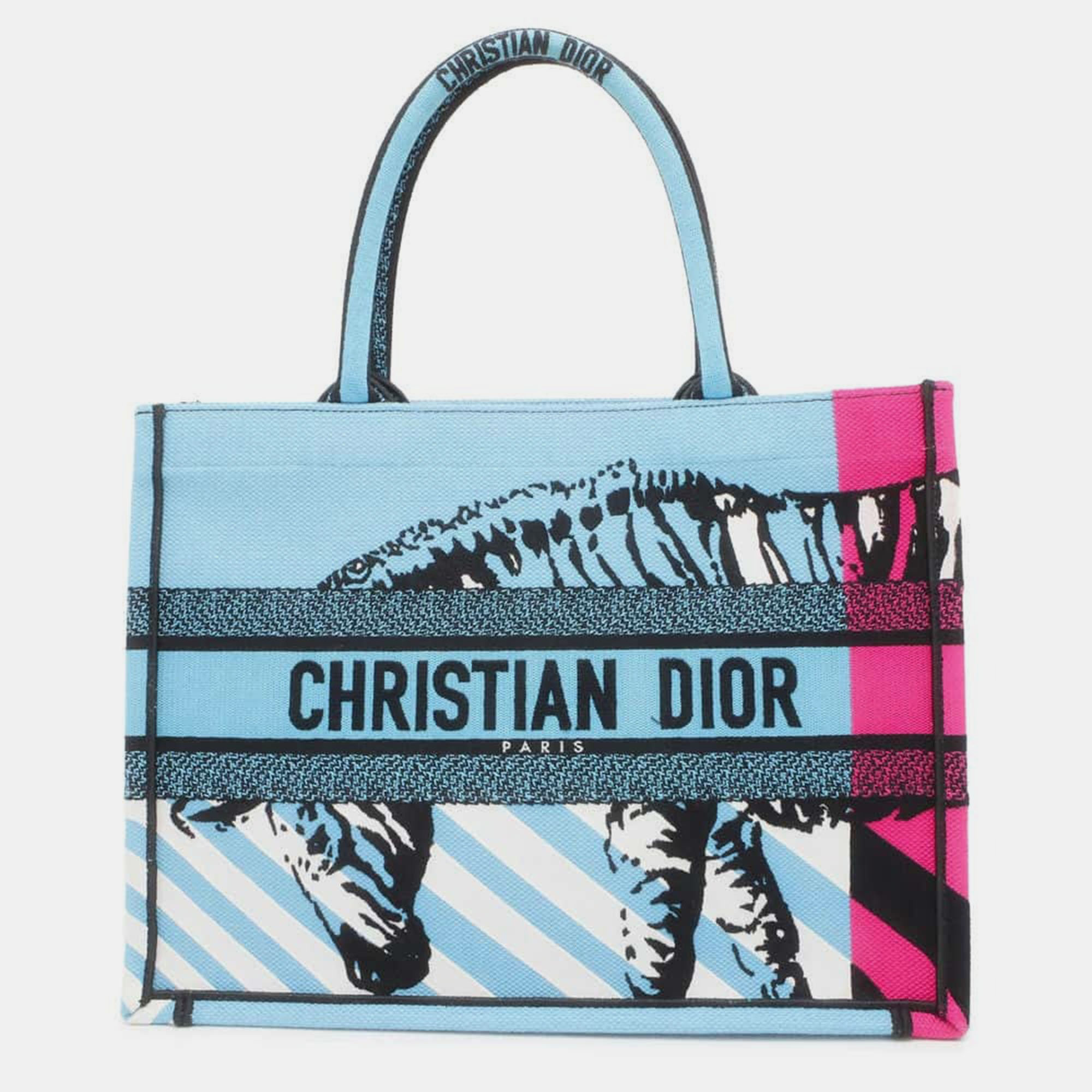 

Dior Blue/Pink Canvas Book Tote D-Jungle Pop Size Medium