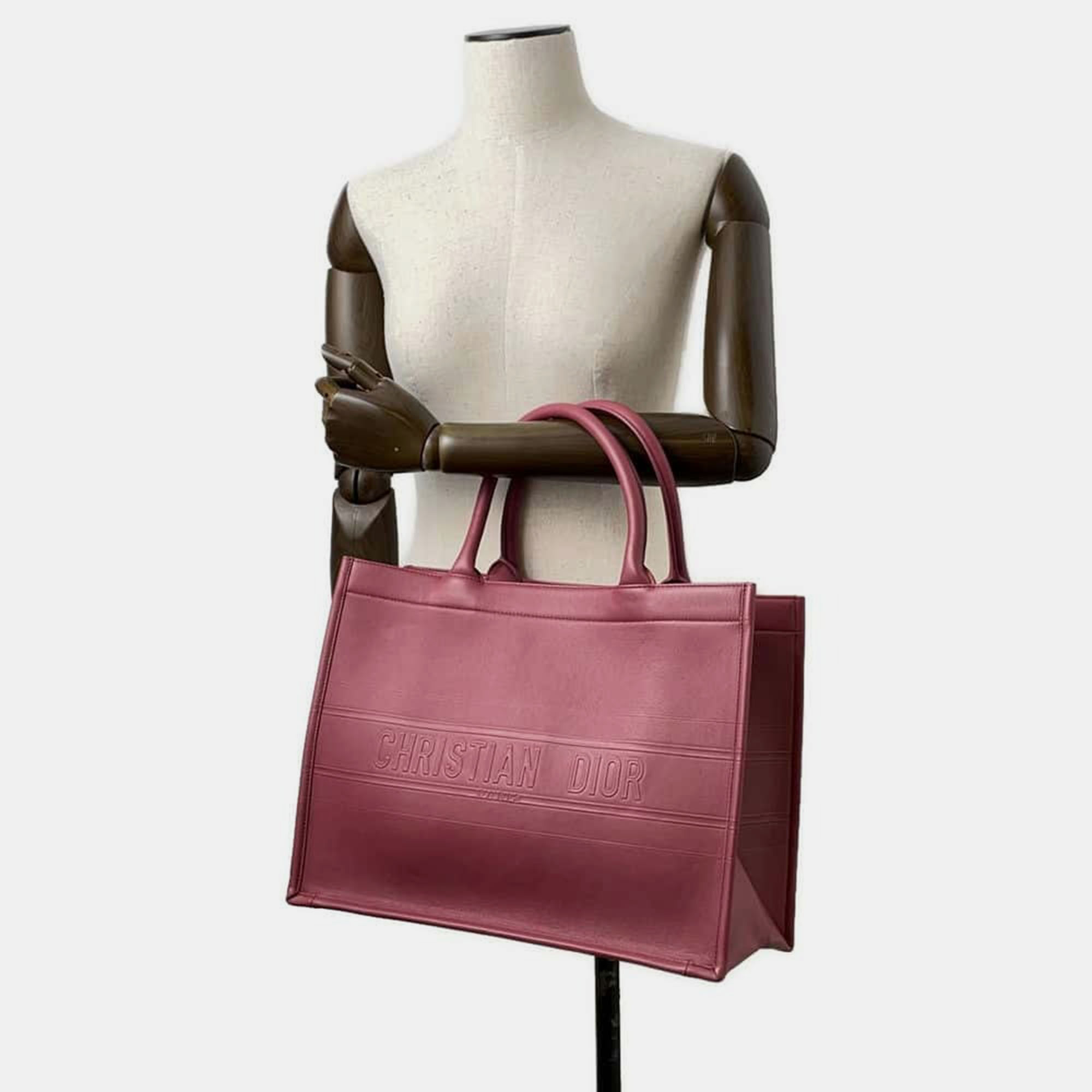 Dior Rose Pink Calf Leather Book tote bag Size Medium 