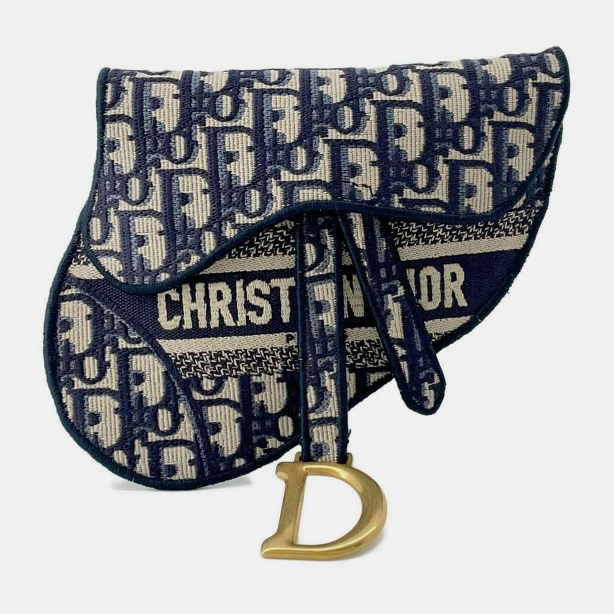 

Dior Navy Canvas Oblique saddle Waist Bag, Navy blue