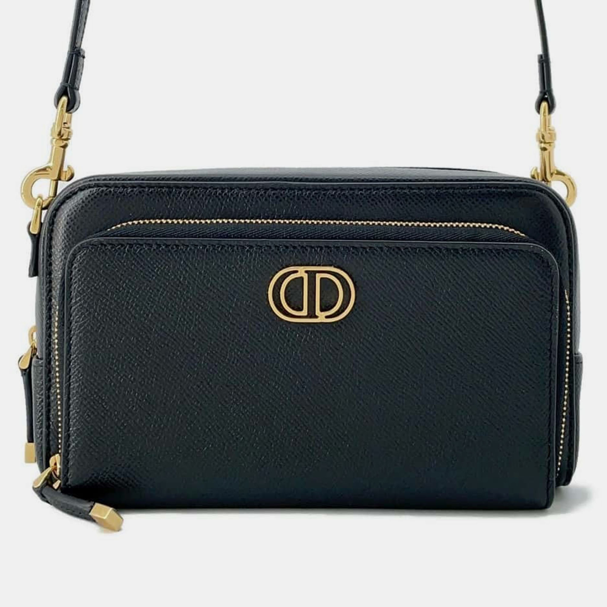 

Dior Black Leather Karo double pouch