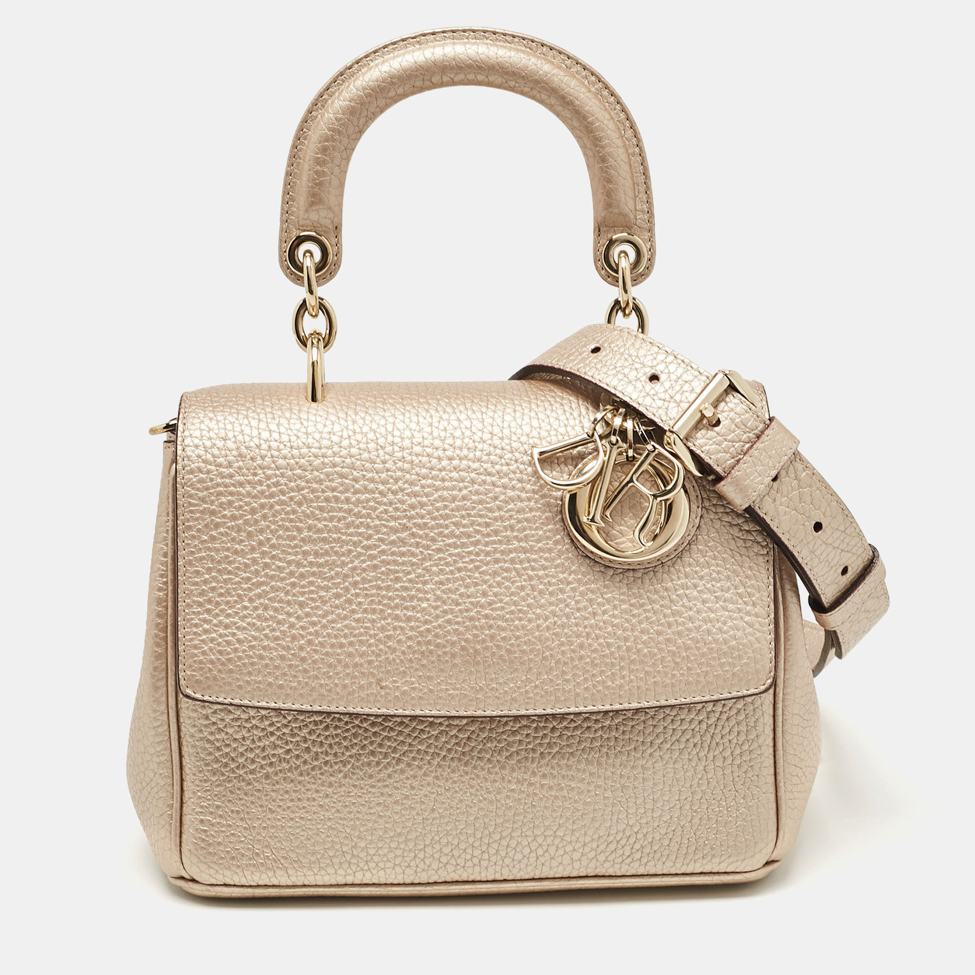 

Dior Bronze Leather Mini Be Dior Top Handle Bag, Metallic