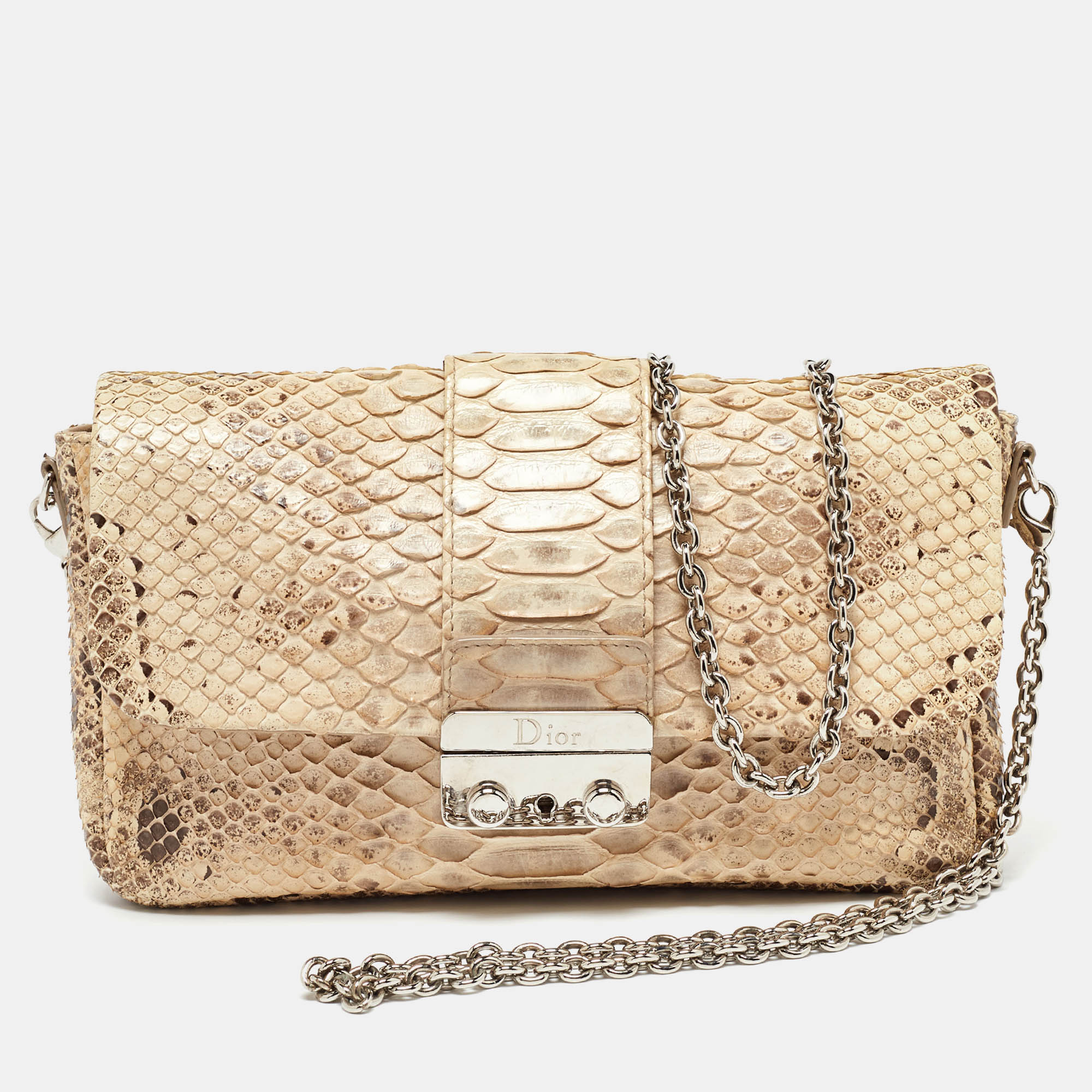 

Dior Beige/Brown Python Leather Miss Dior Flap Bag