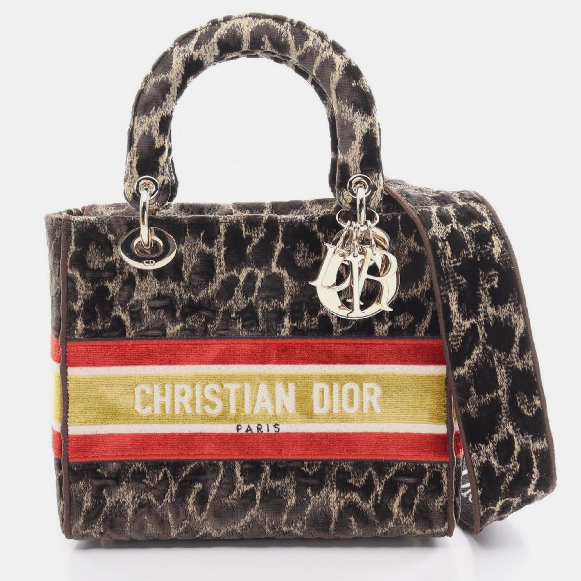 

Christian Dior Brown Multicolor Fabric Lady D-Lite Medium Handbag