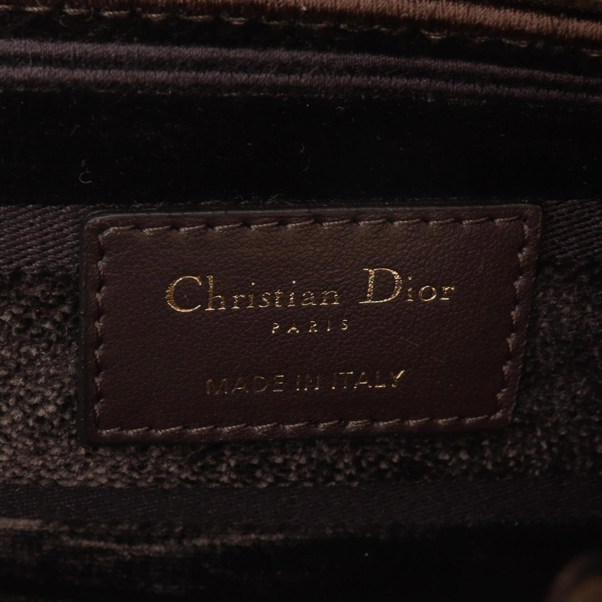 Christian Dior Brown Multicolor Fabric Lady D-Lite Medium Handbag 
