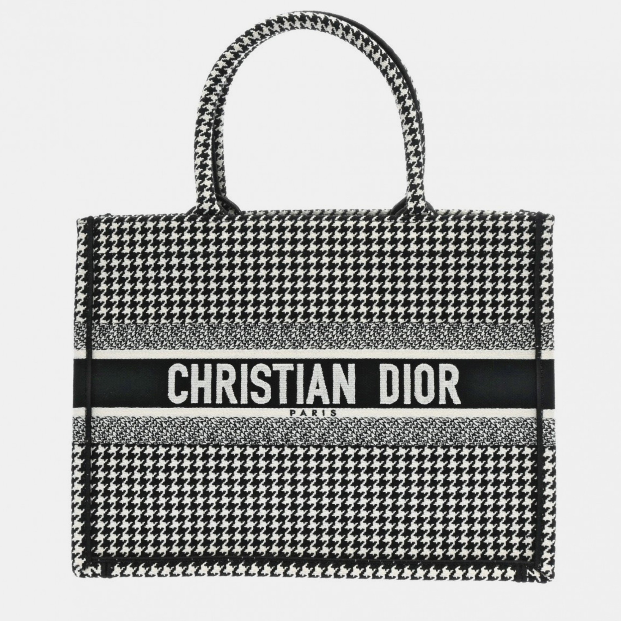 

Christian Dior Book Tote Medium Houndstooth Black/White Canvas Handbag