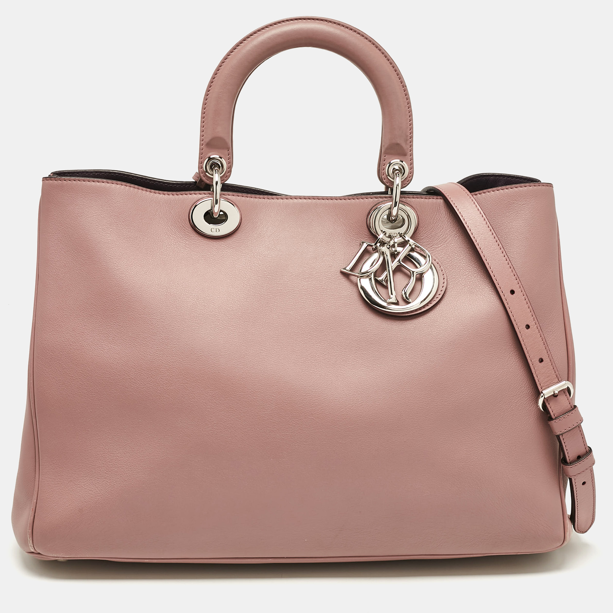 

Dior Old Rose Leather Large Diorissimo Shopper Tote, Pink