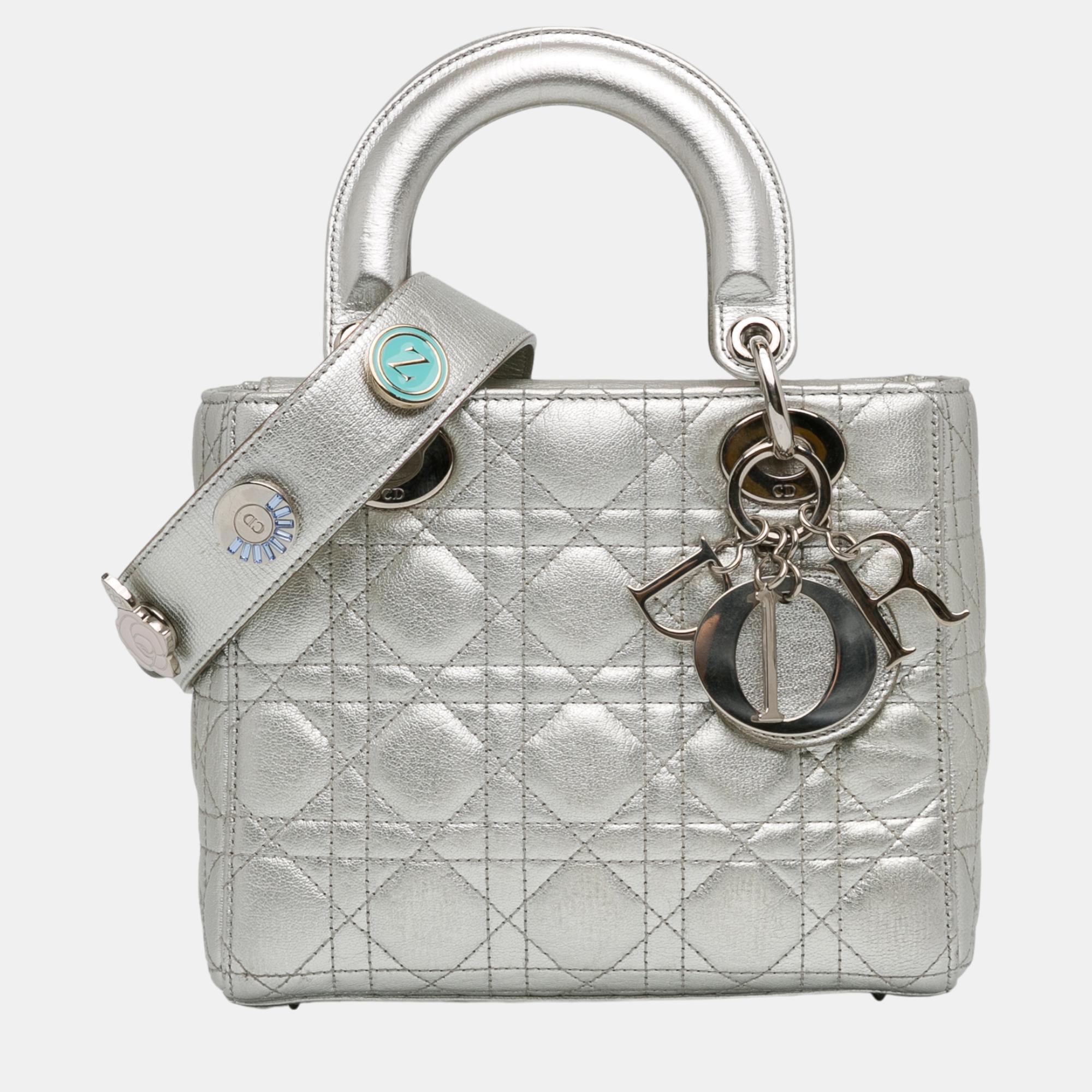 

Dior Silver Small Lambskin Cannage Lucky Badges My Lady Dior