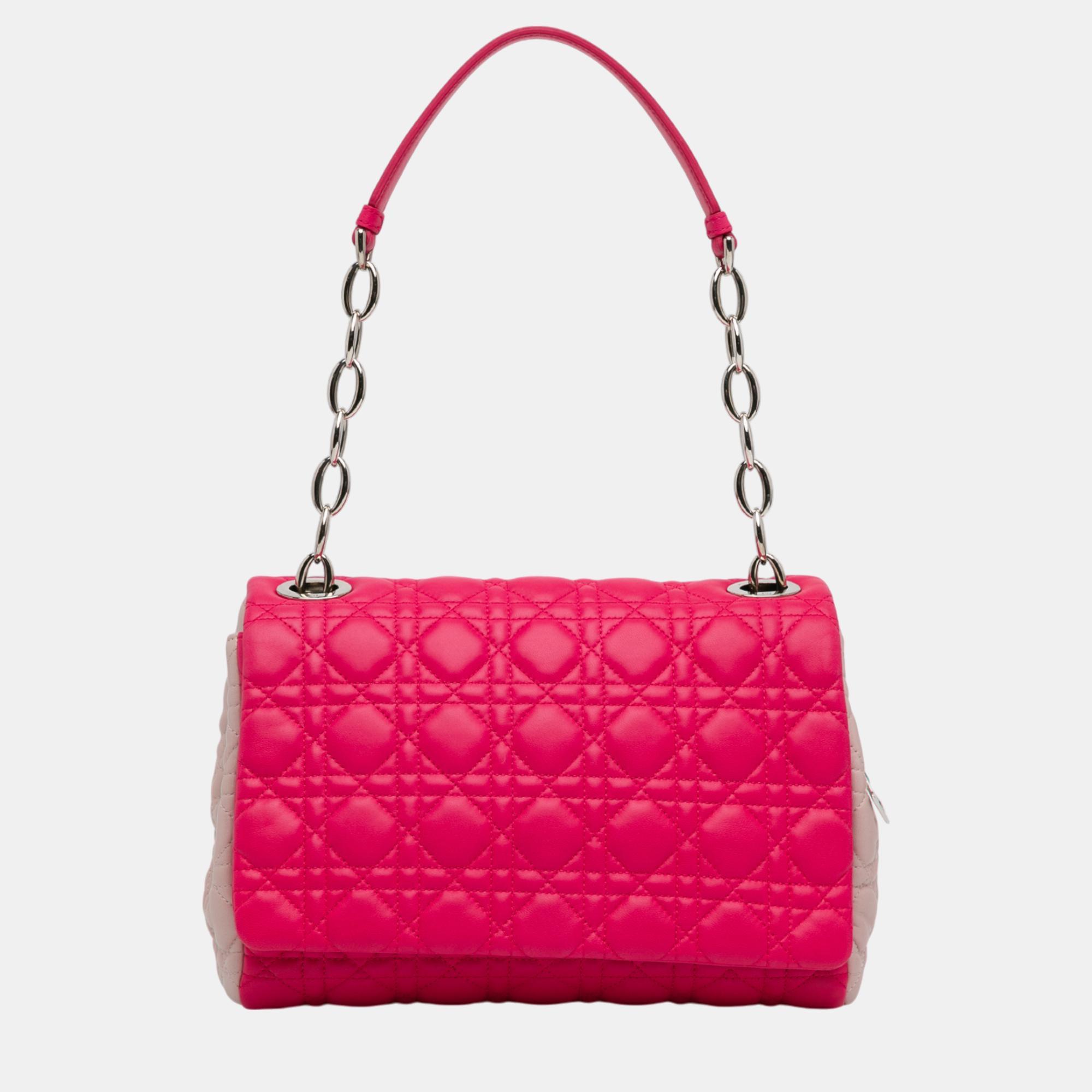 

Dior Pink Leather Lambskin Cannage Soft Flap Bag