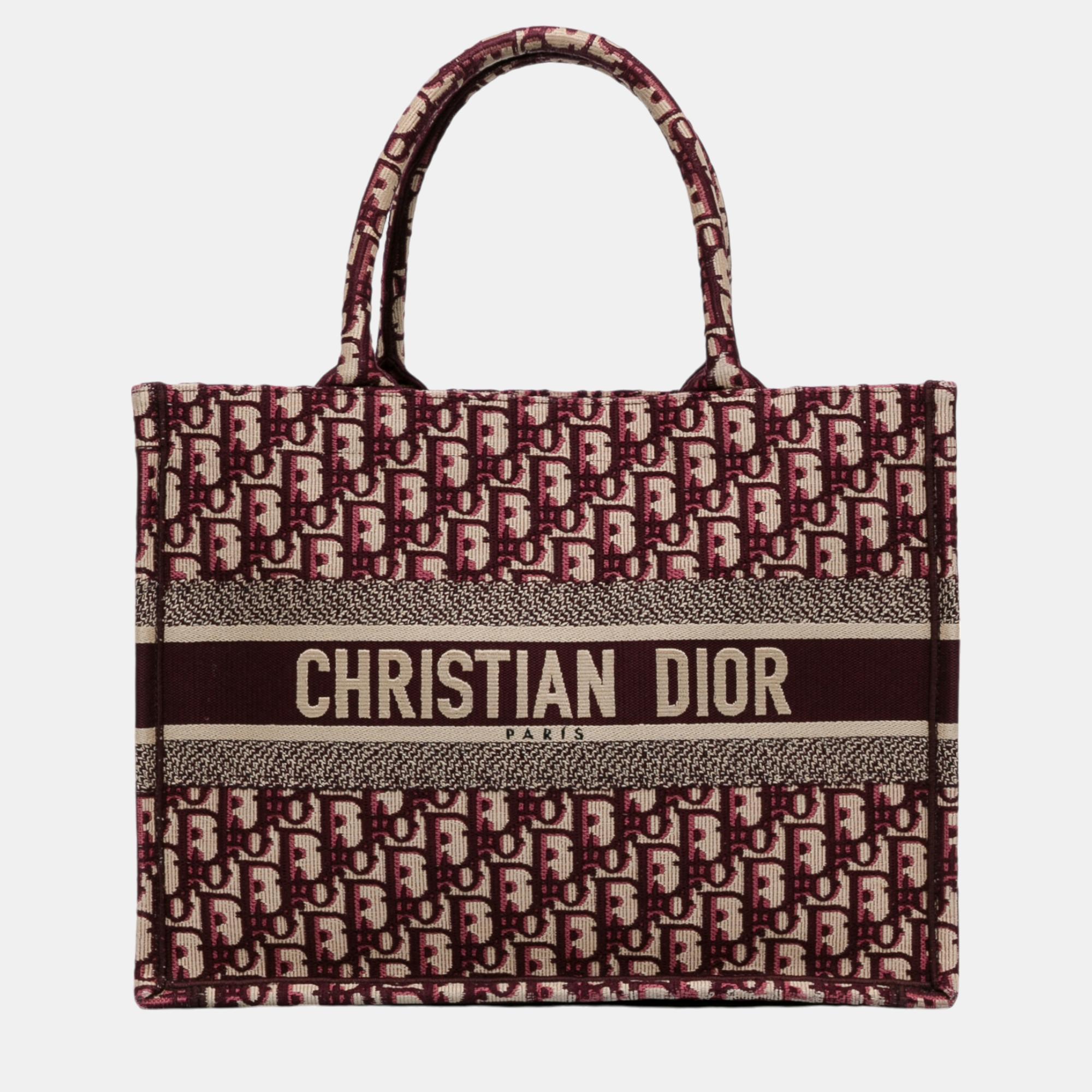 

Dior Red Canvas Medium Oblique Book Tote Bag, Beige