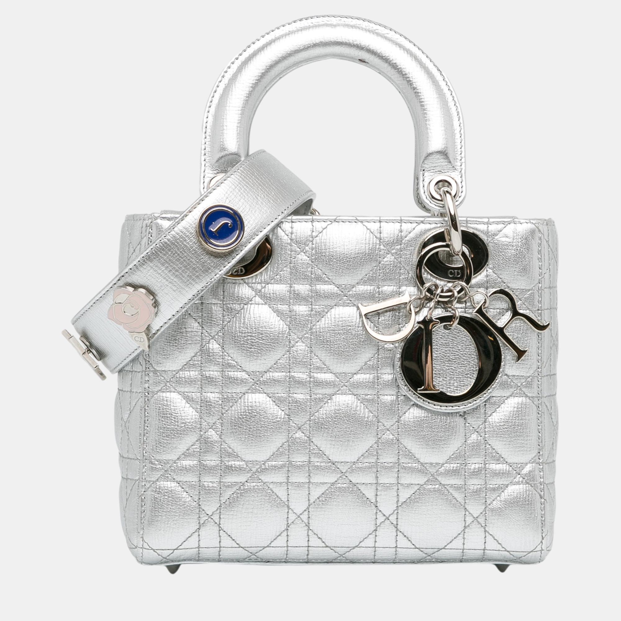 

Dior Silver Small Metallic Grained Calfskin Cannage Lucky Badges My Lady Dior