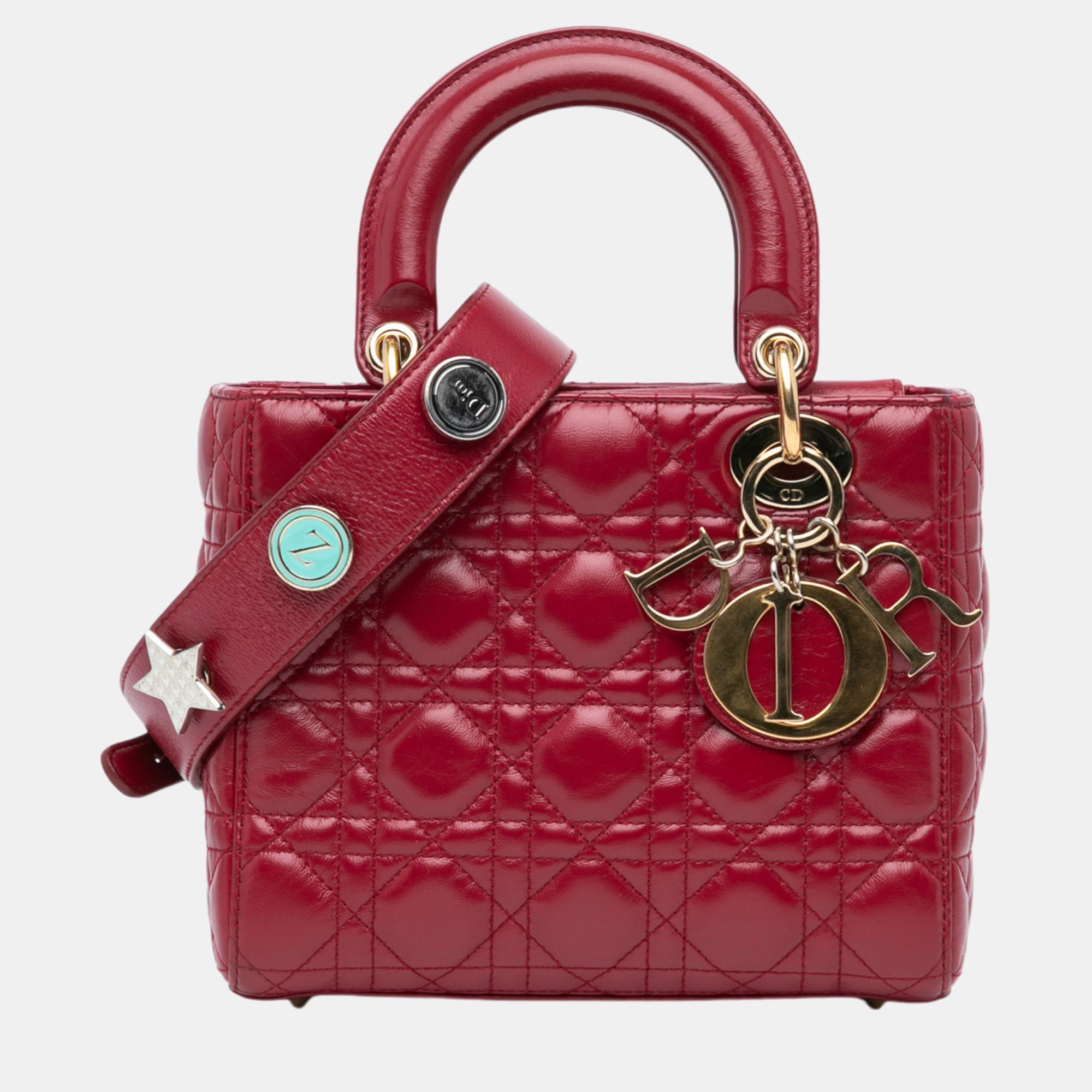 

Dior Red Small Lambskin Cannage My ABCDior Lady Dior