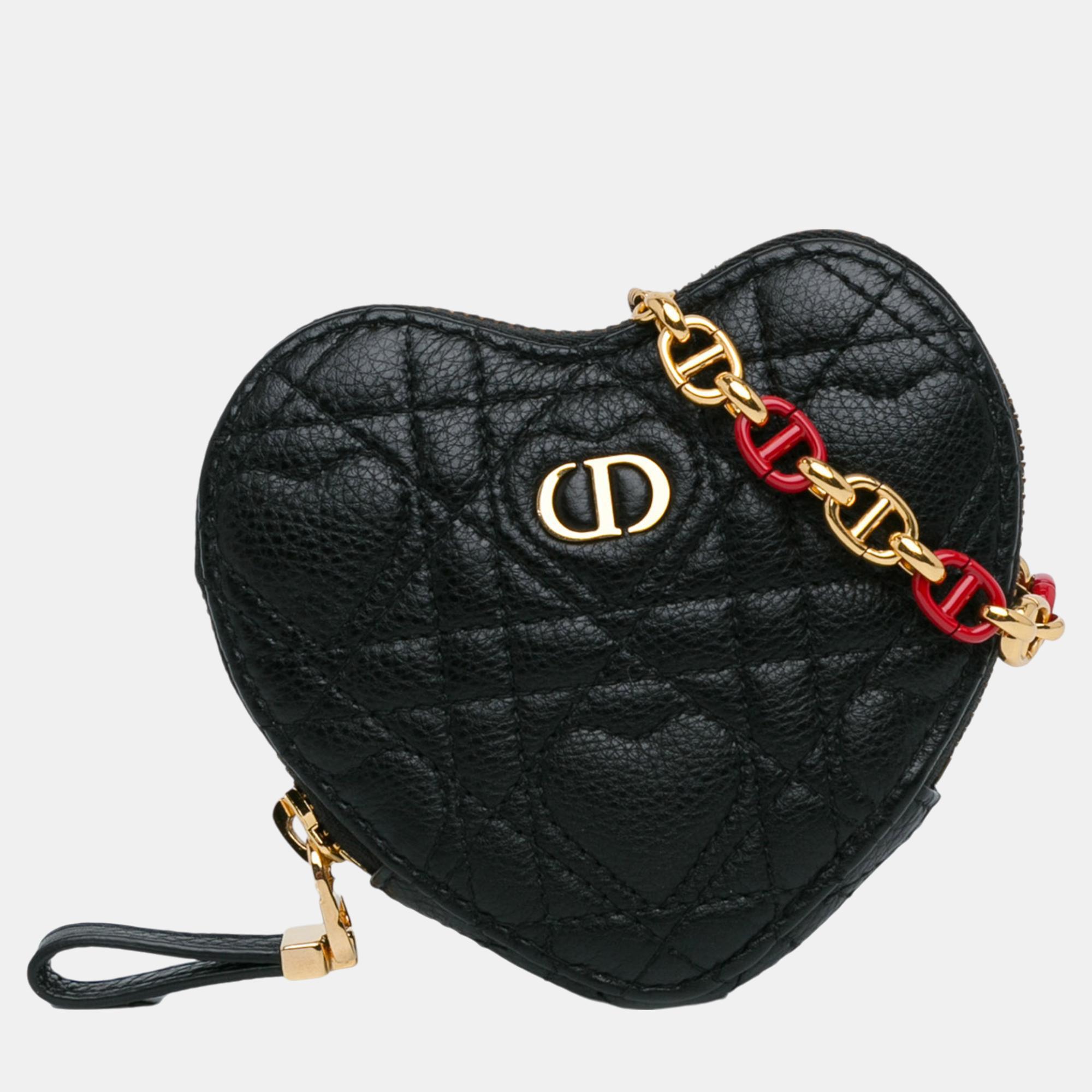 

Dior Black Amour Caro Heart Pouch with Chain