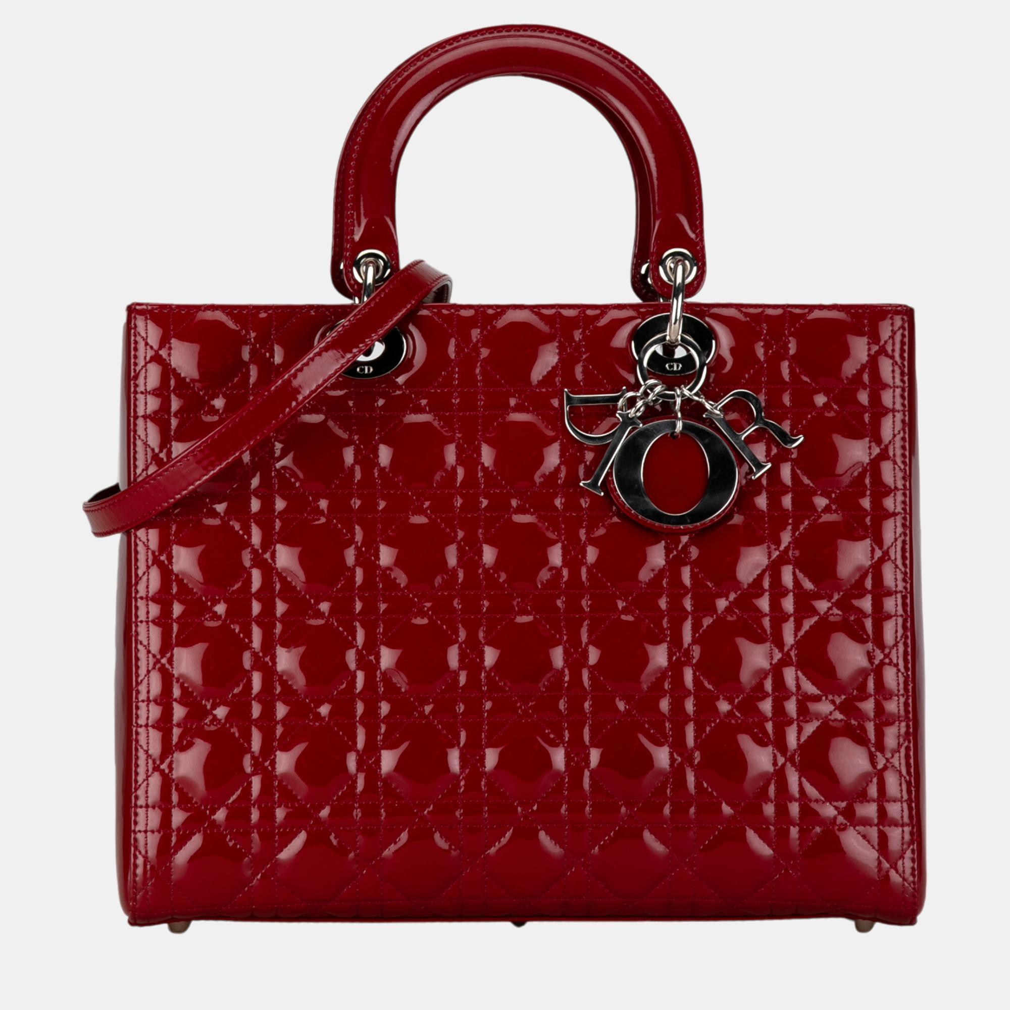 

Dior Red Large Patent Cannage Lady Dior