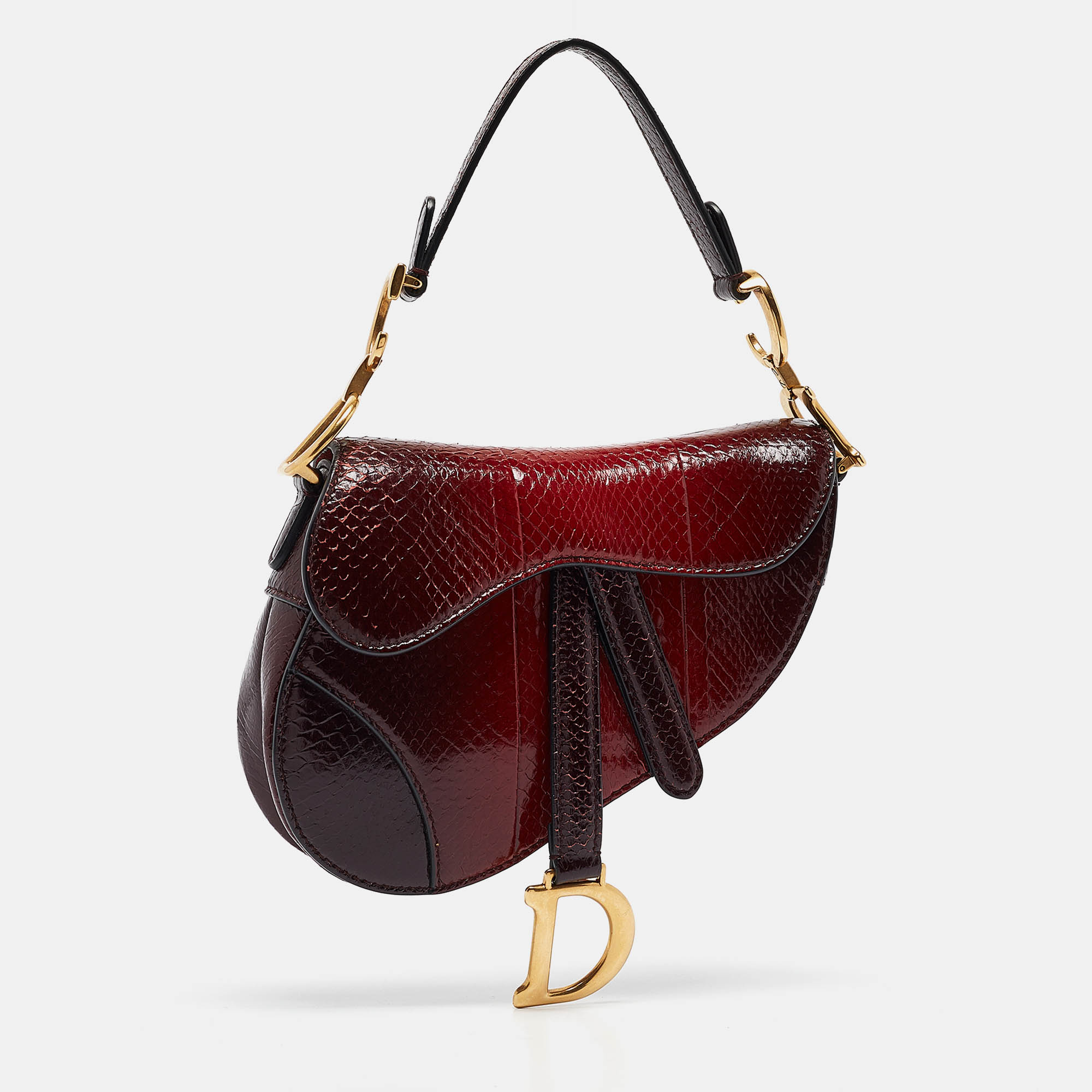 

Dior Red/Black Snakeskin Mini Saddle Bag