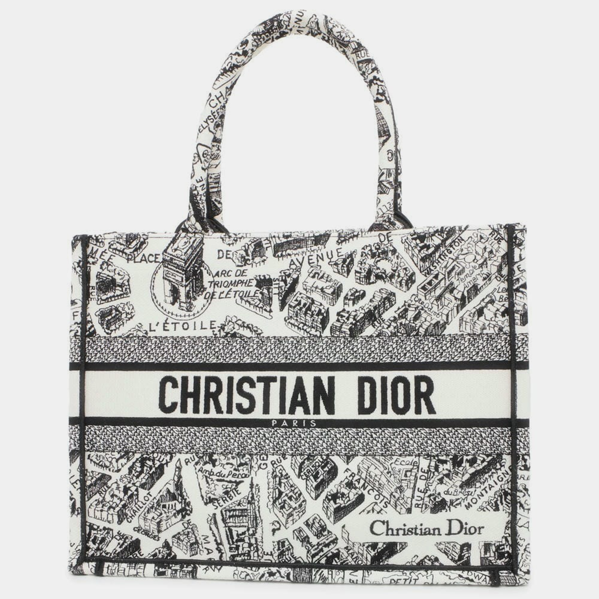 

Dior White/Black Canvas Book Tote Plan de Paris Size Medium