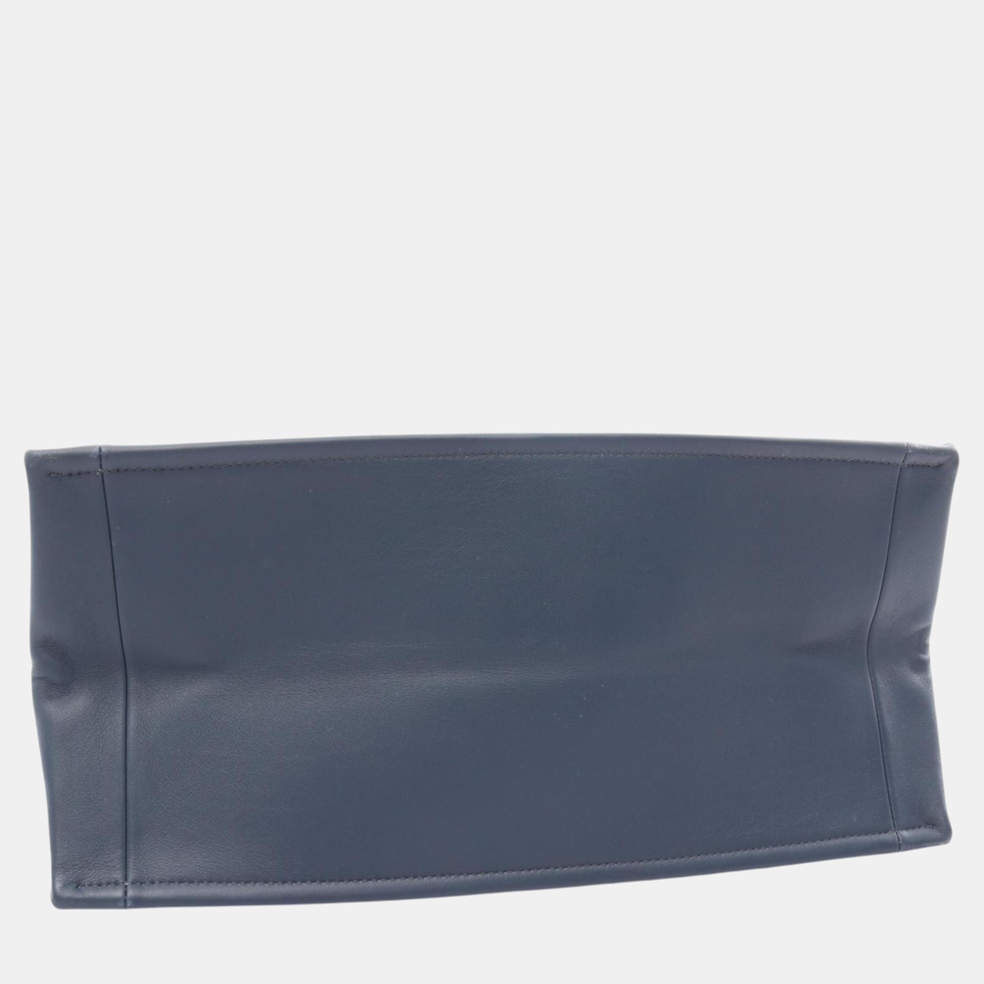 Christian Dior Leather Blue Book Tote Medium Bag 