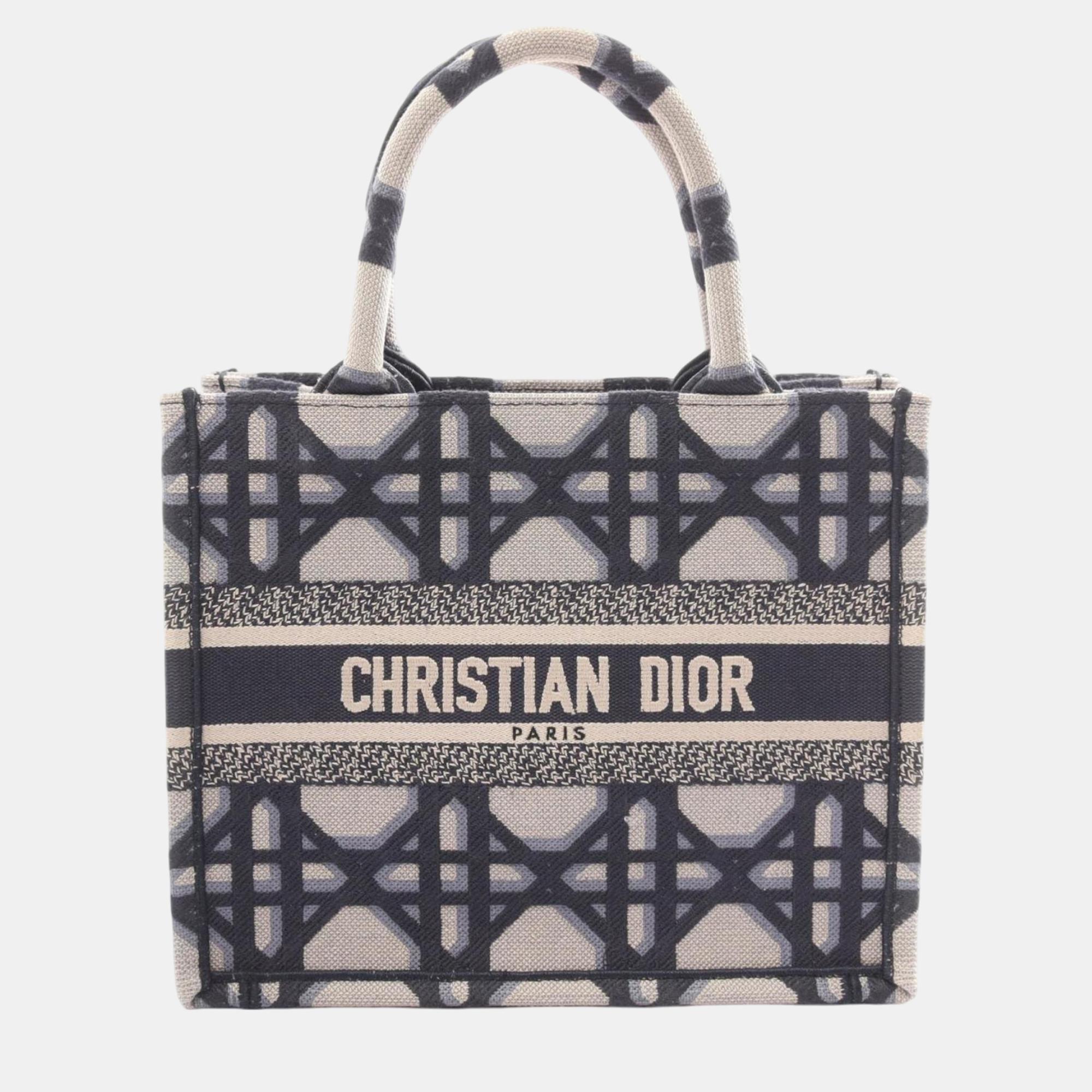 

Christian Dior Canvas Navy Beige Dior Book Tote Small Bag