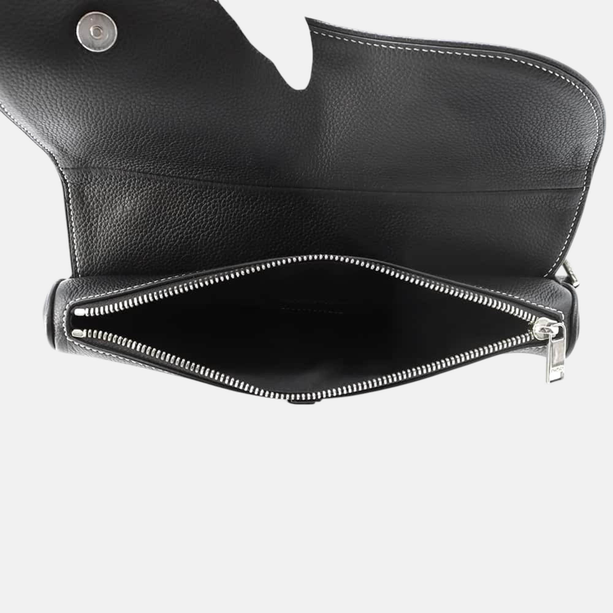 Christian Dior Leather Black Saddle Body Bag 