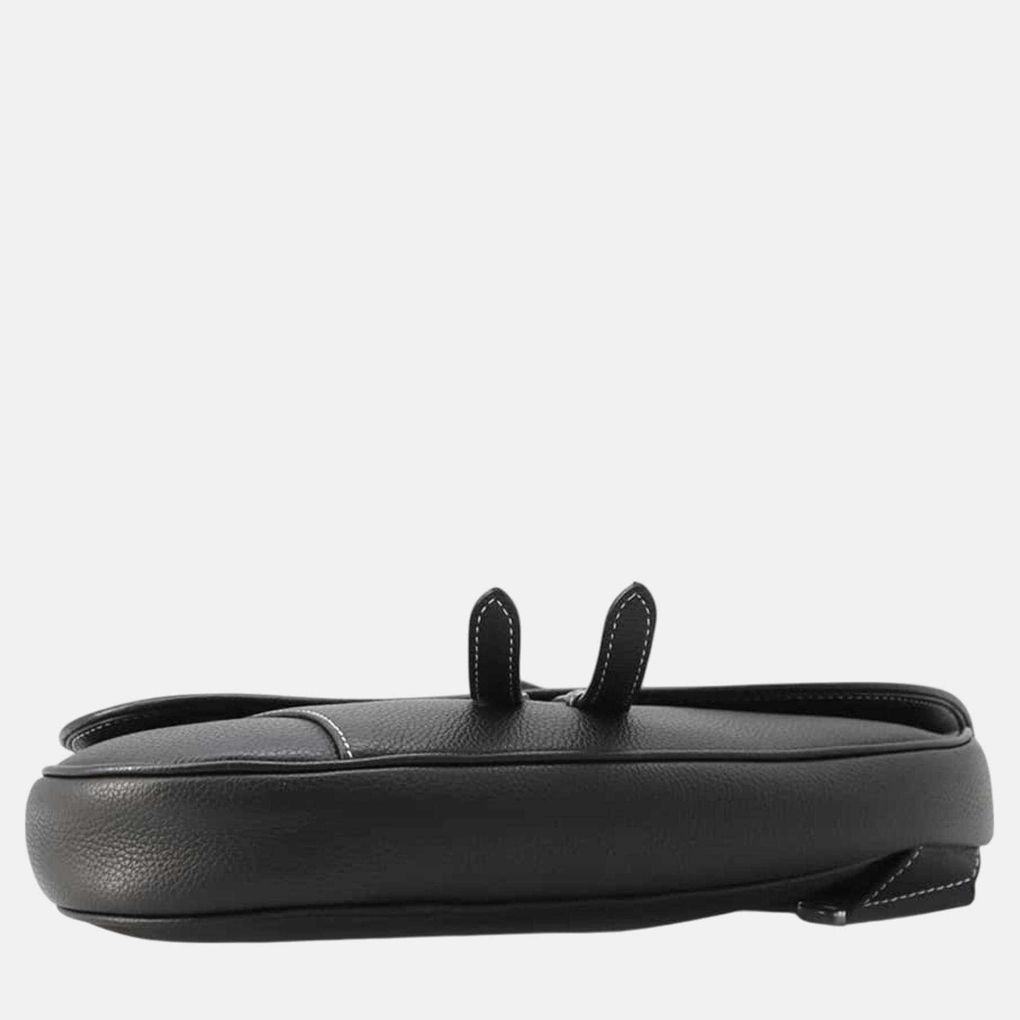 Christian Dior Leather Black Saddle Body Bag 