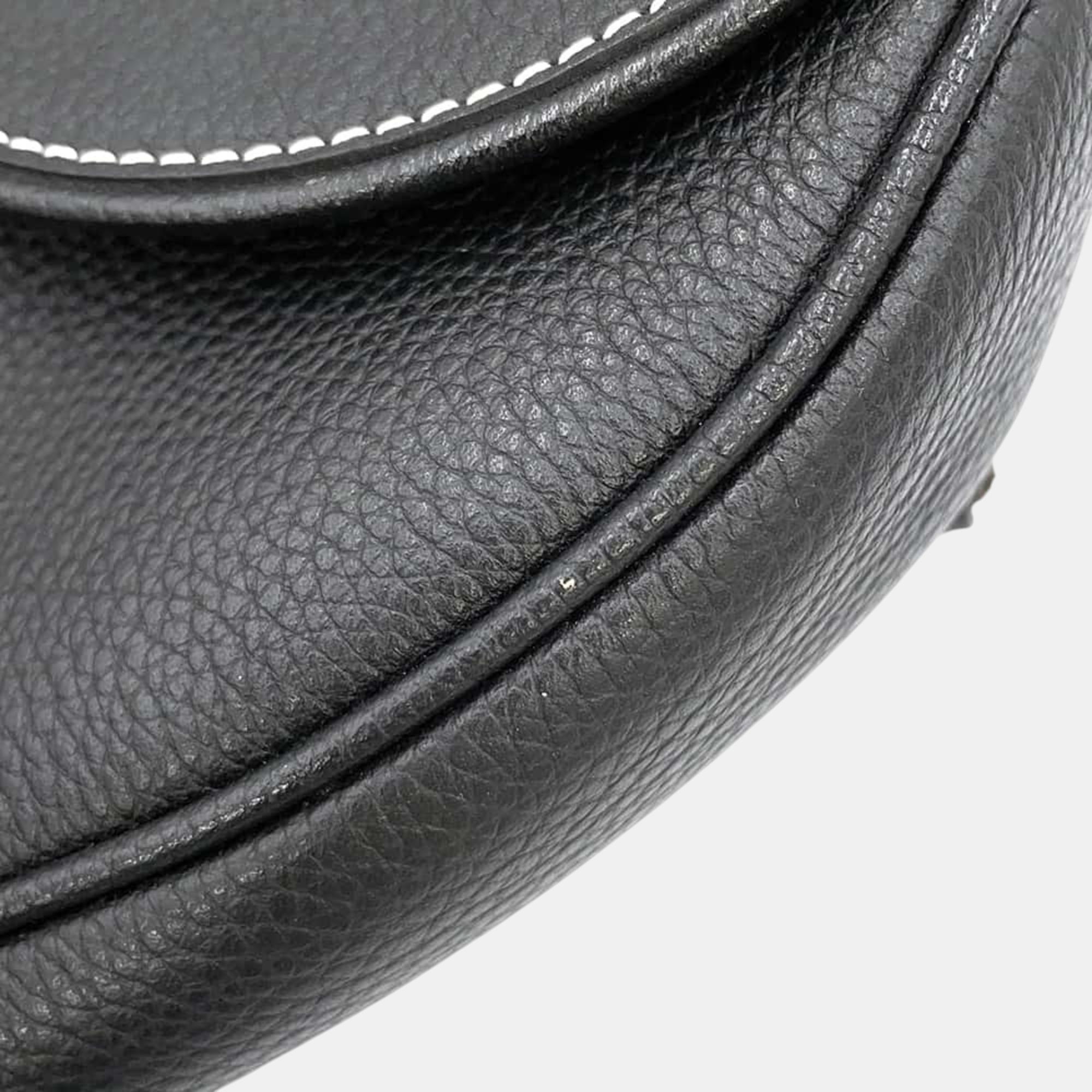 Christian Dior Leather Black Saddle Body Bag 