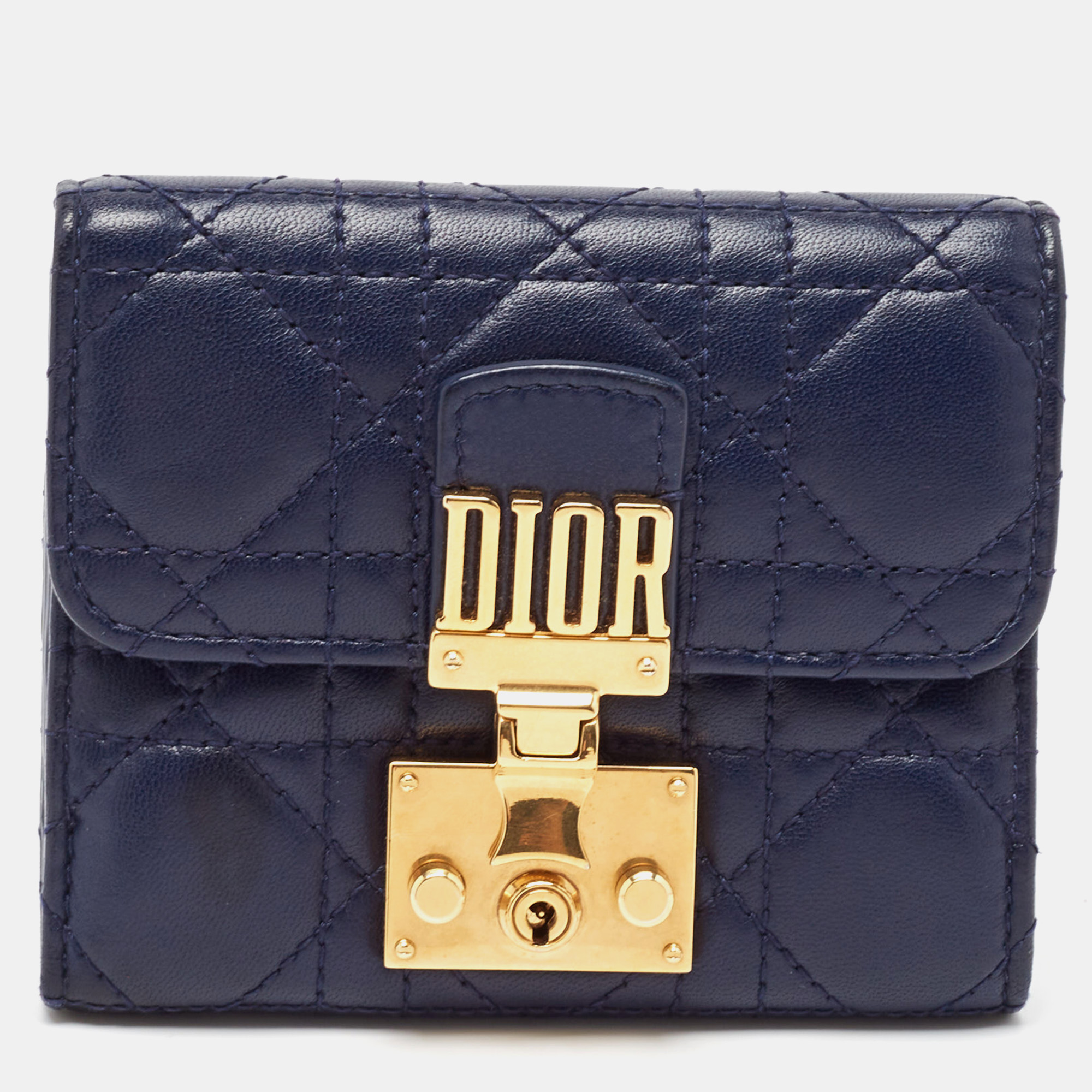 

Dior Blue Cannage Leather Dior Addict Compact Wallet