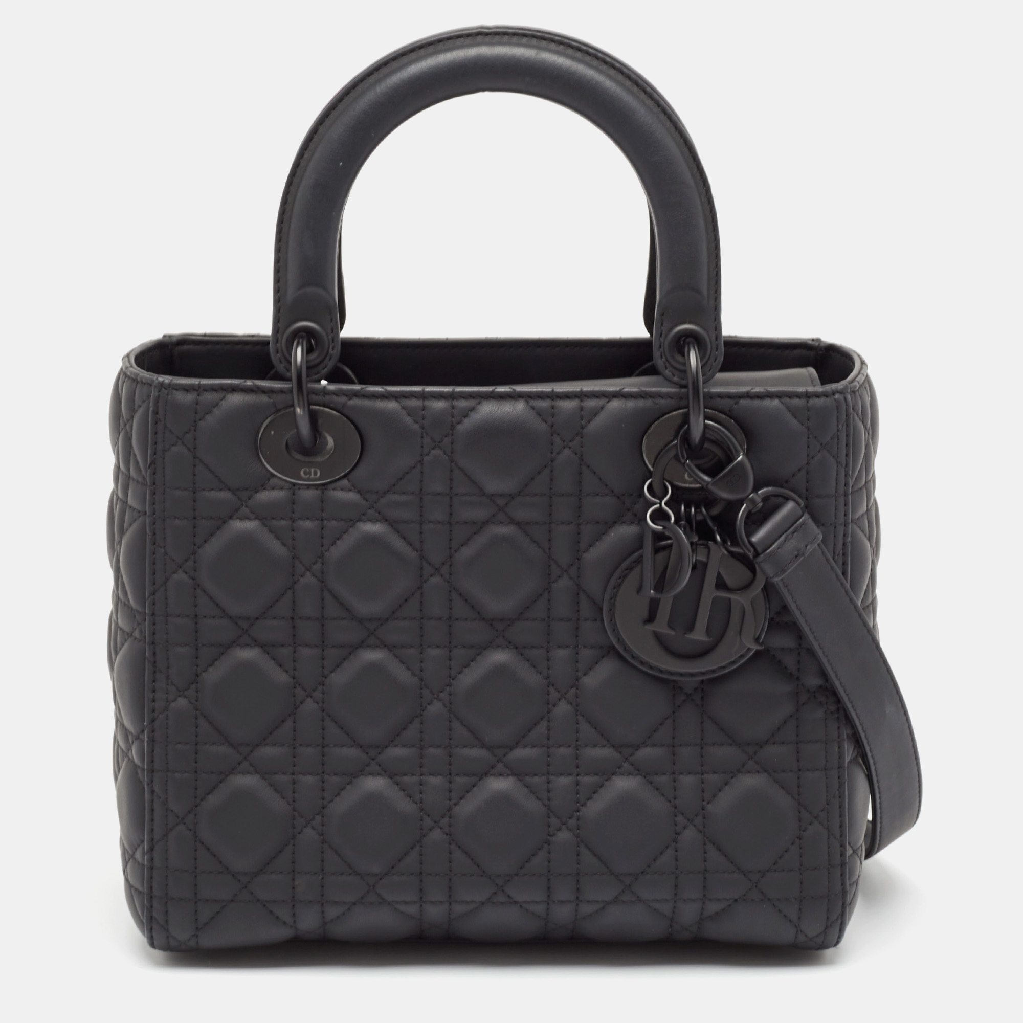 

Dior Black Cannage Leather Ultra Matte  Lady Dior Tote