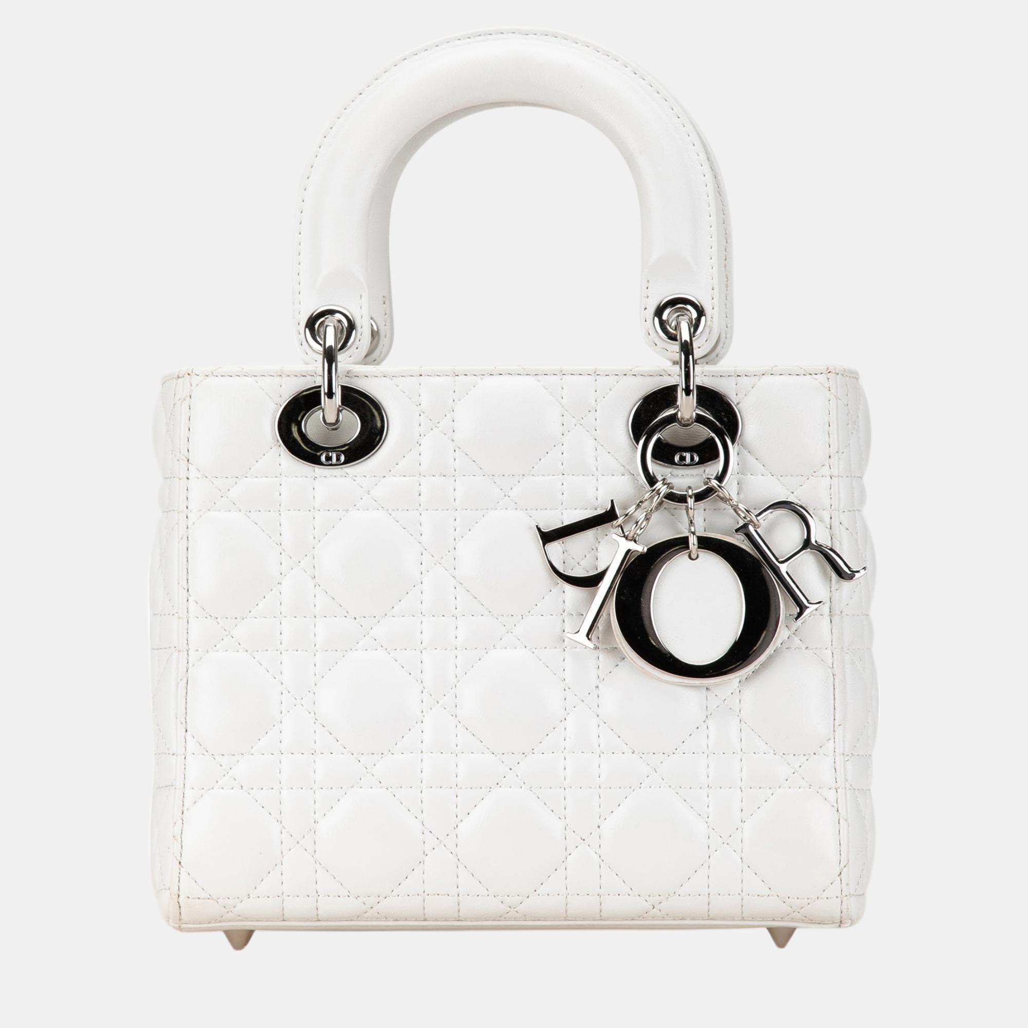 

Dior Small Lambskin Cannage Lady Dior, White
