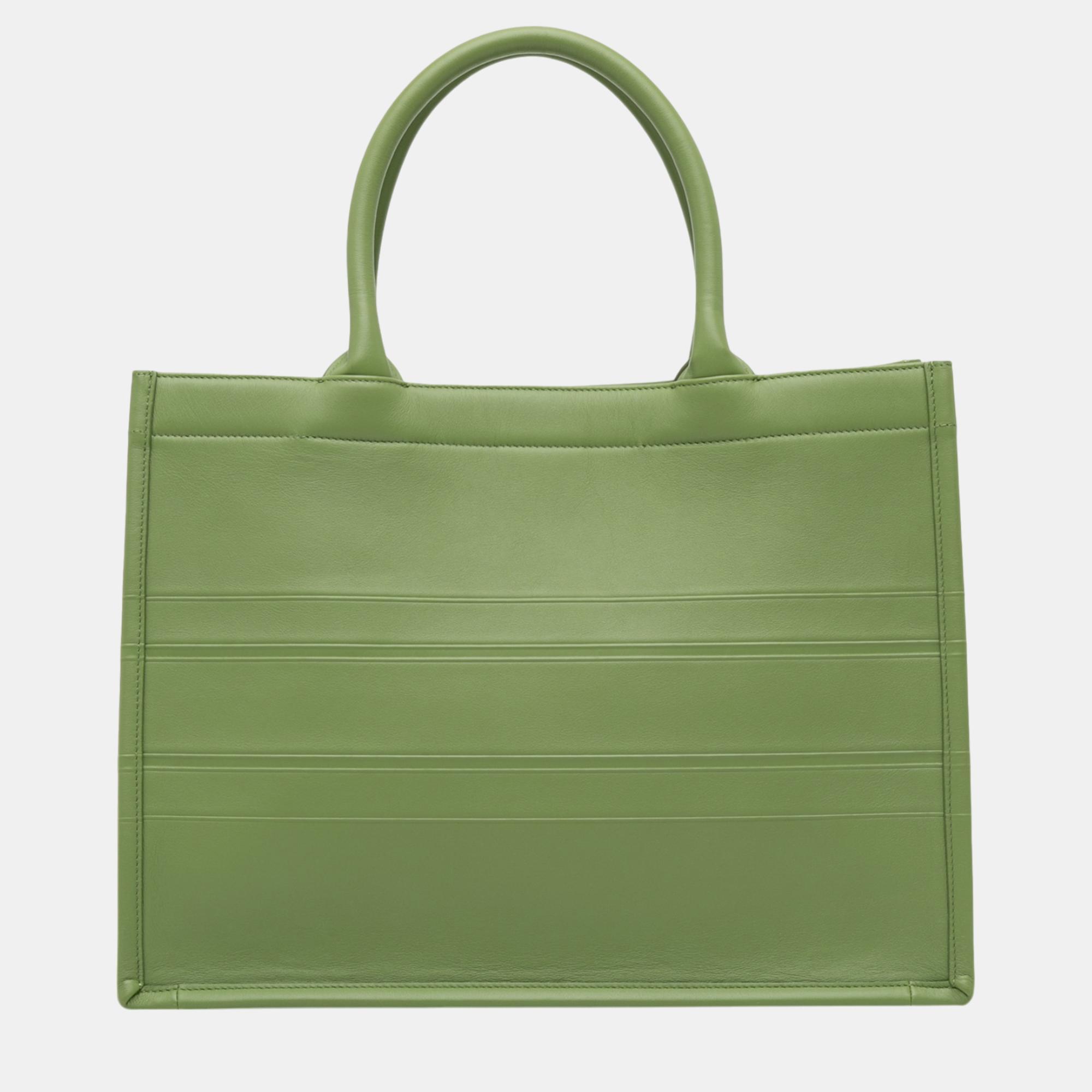 

Dior Medium Embossed Leather Book Tote Bag, Green