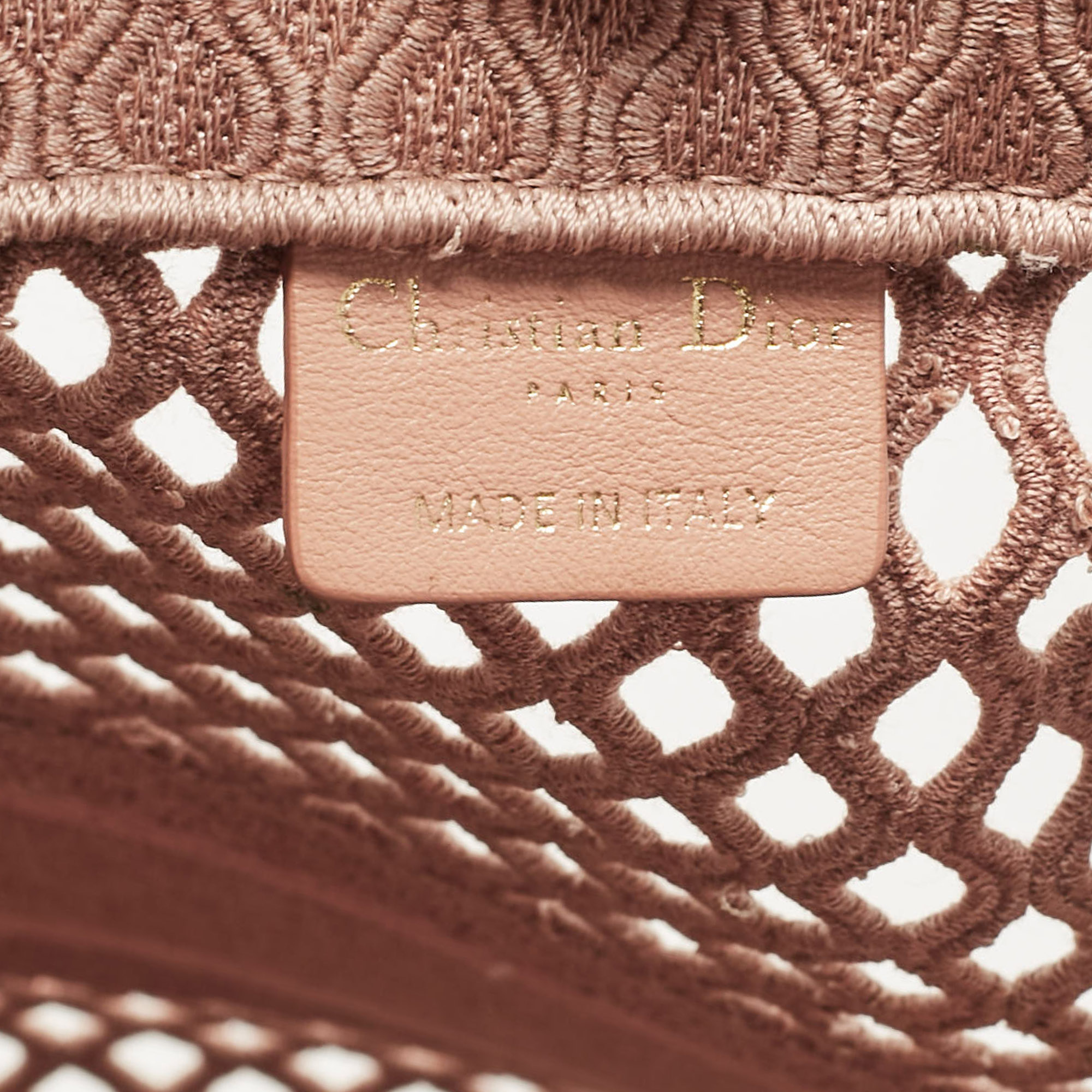 Dior Old Rose Mesh Embroidered Canvas Large Book Tote 