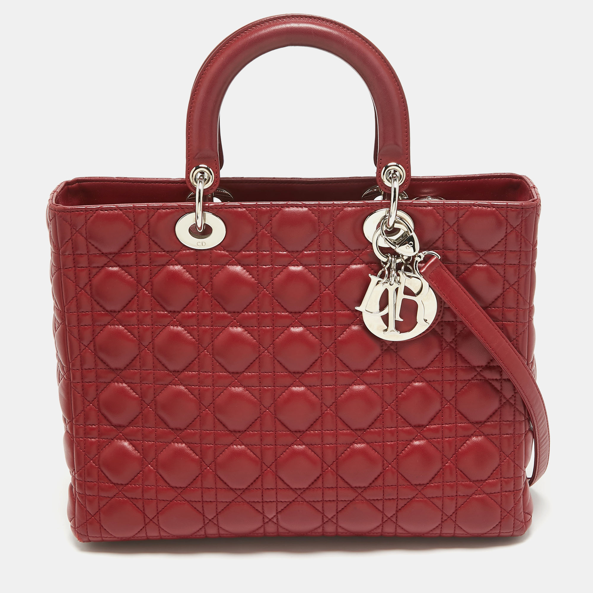 

Dior Red Cannage Leather  Lady Dior Tote