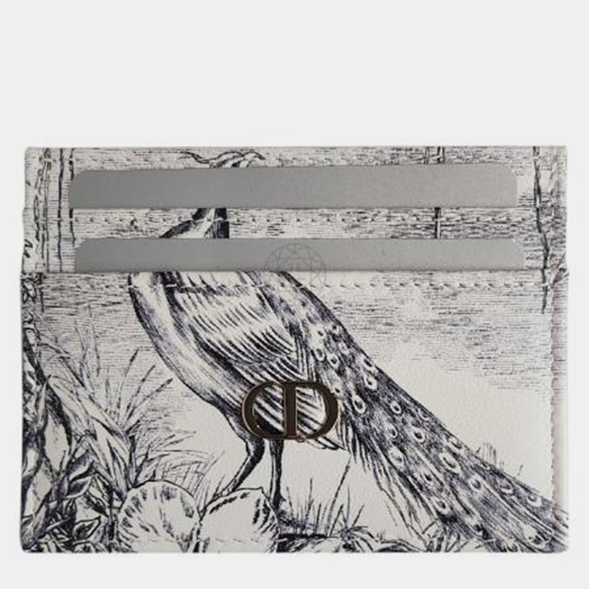 

Christian Dior Toile De Jouy Peacock Card Holder, Grey